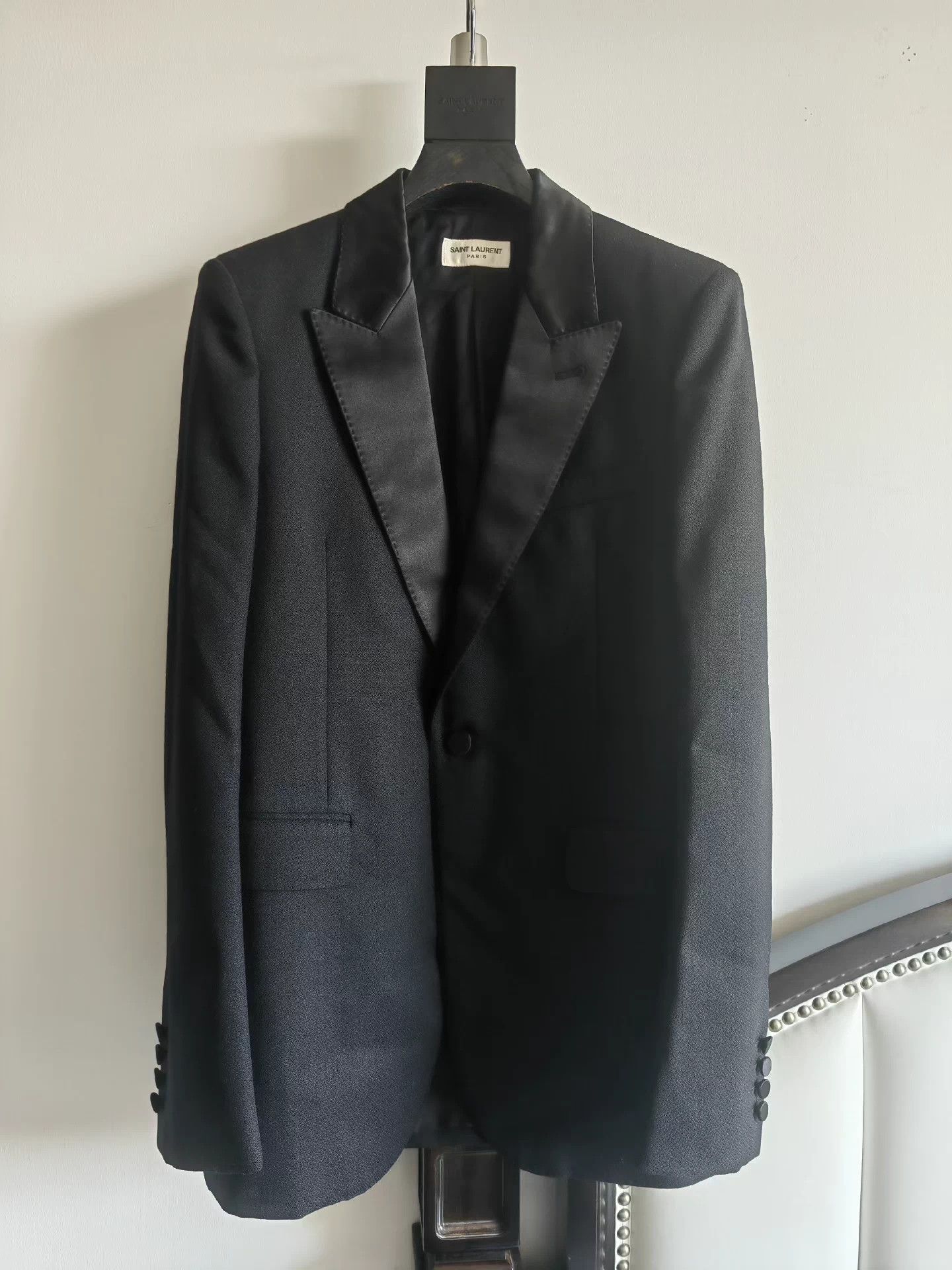 Saint Laurent Paris SLP 16fw topstitch sword collar smoking jacket sample Size 44S - 1 Thumbnail