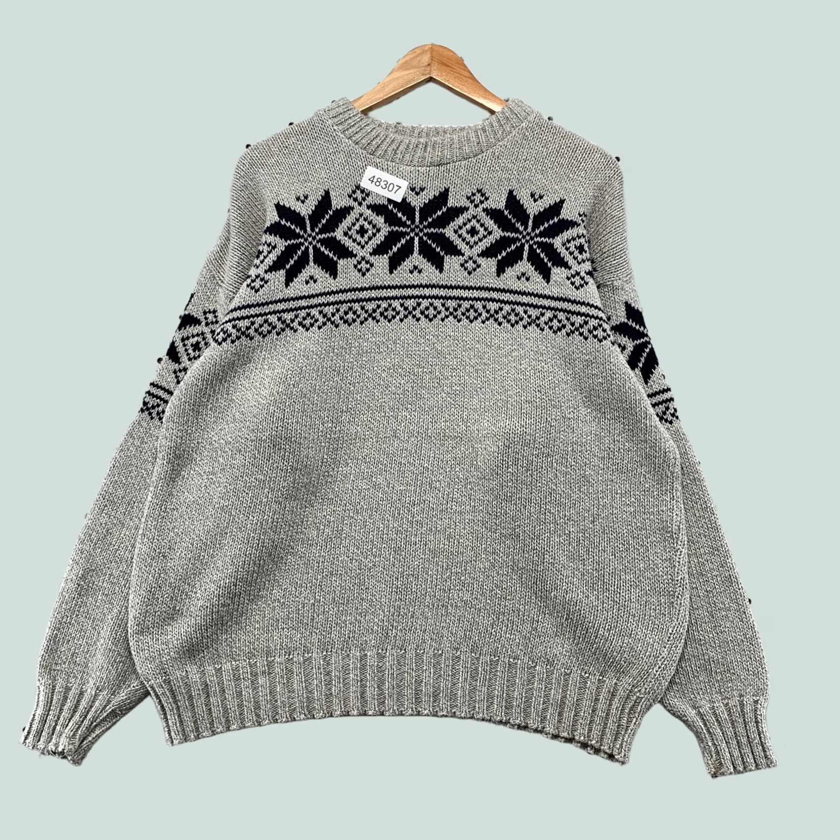 Croft & Barrow VINTAGE Croft & Barrow Sweater Mens Large Gray Snow Flake Cotton Knit USA Size US L / EU 52-54 / 3 - 1 Thumbnail