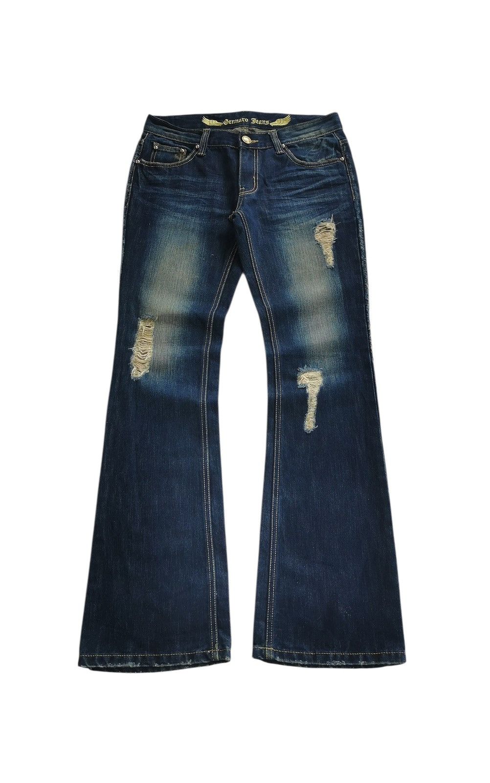 Japanese Brand Gennaro Italia Distressed Flare Denim, Kapital Inspired Size US 31 - 4 Thumbnail