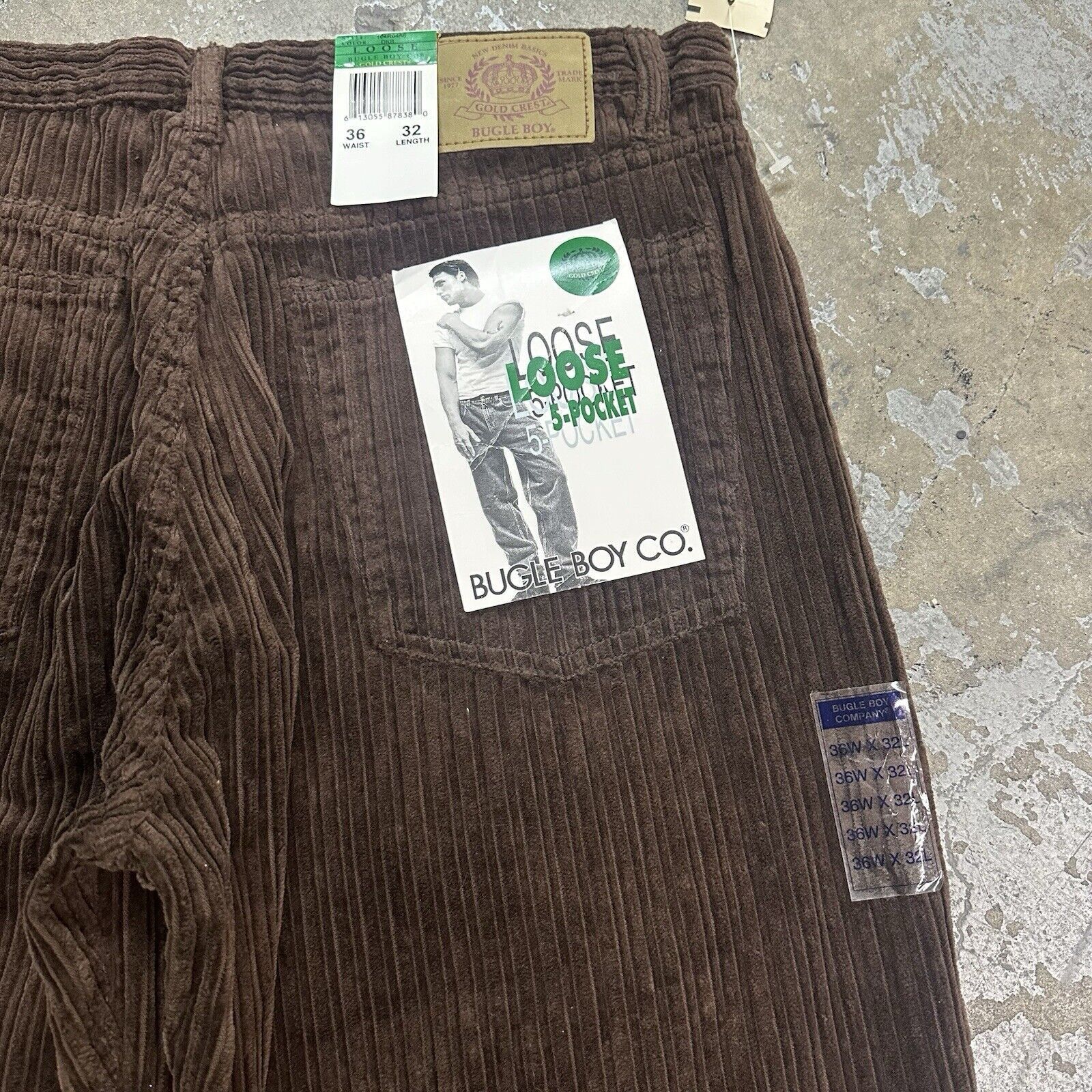 Anchor Blue × Bugle Boy × JNCO NWT Vintage Bugle Boy Brown Loose Baggy Corduroy Pants 36x32 Size US 36 / EU 52 - 6 Thumbnail
