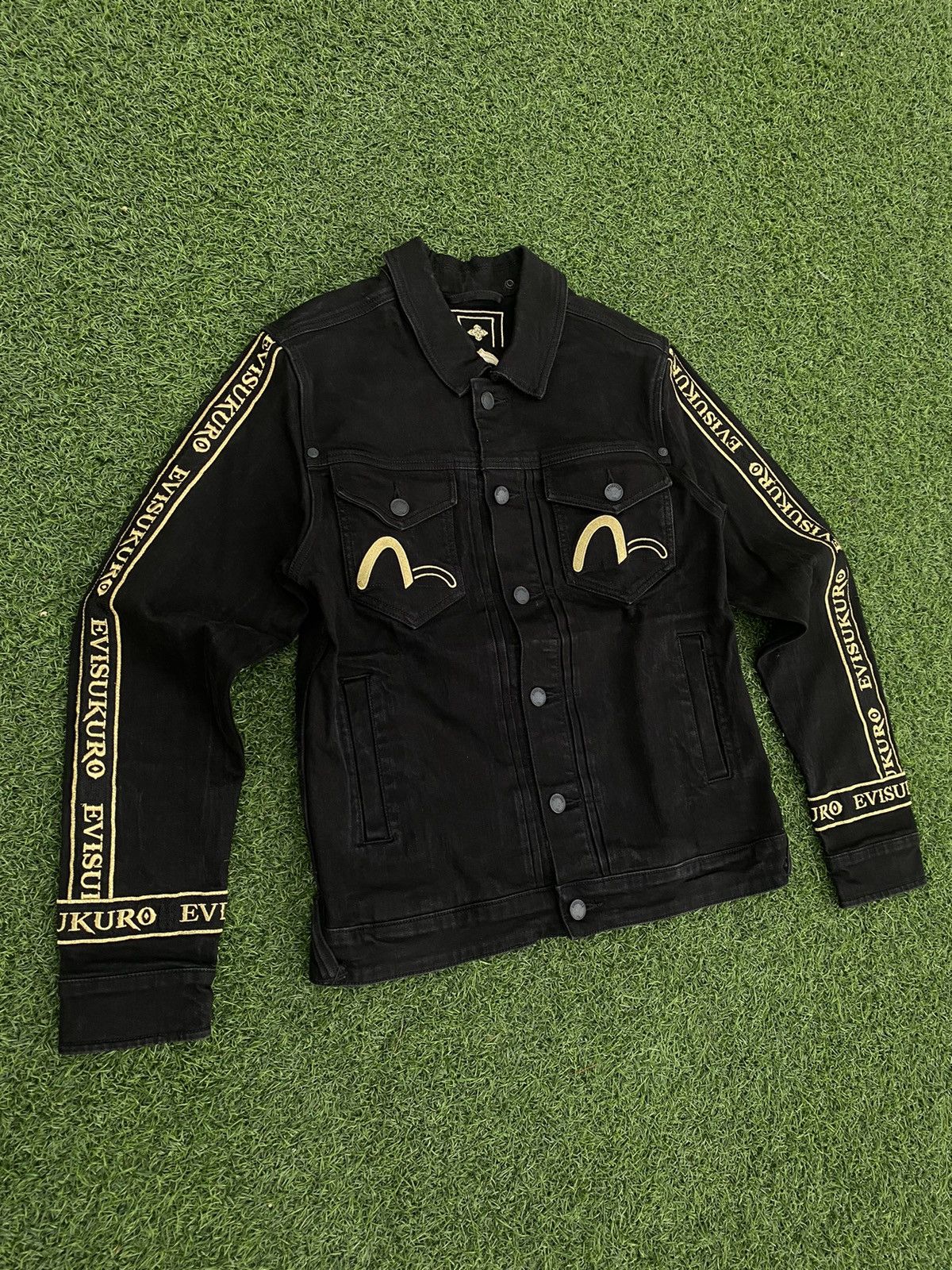 Evisu EVISUKURO GOLD SEA GULL BLACK DENIM JACKET Size US L / EU 52-54 / 3 - 4 Thumbnail