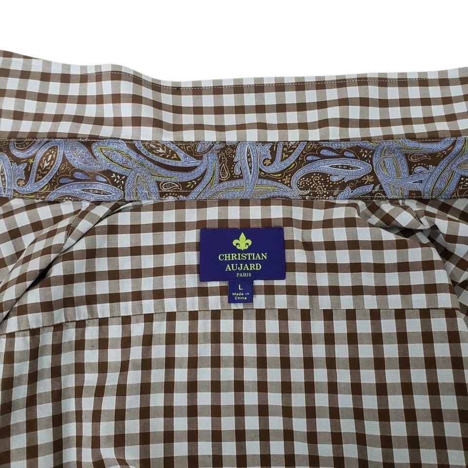 Other Christian Aujard Paris Shirt Check Paisley Flip Cuff Collar Size US L / EU 52-54 / 3 - 7 Thumbnail