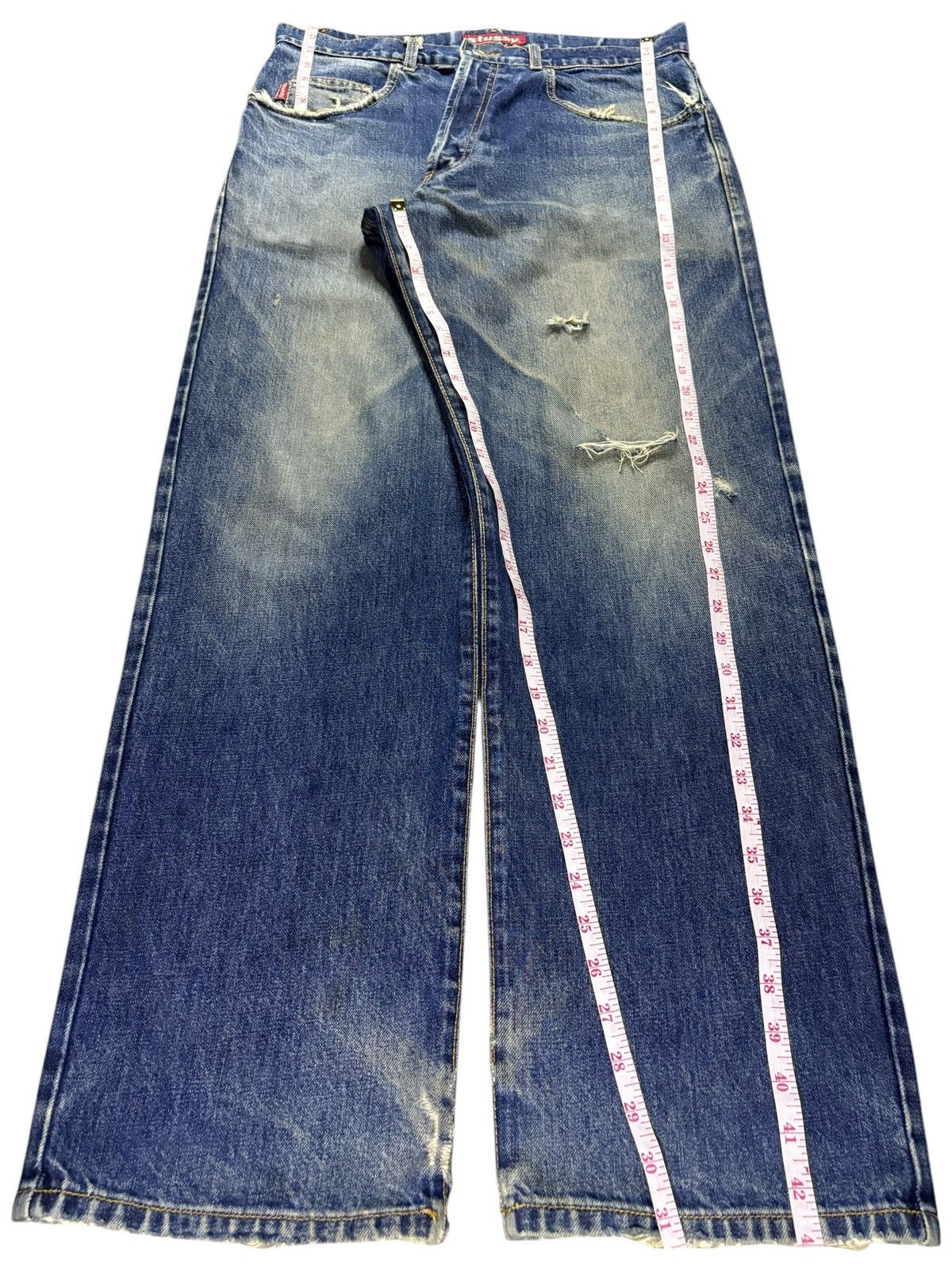 Stussy Vintage Stussy Mud Wash Distressed Loose Baggy Jeans Size US 34 / EU 50 - 13 Thumbnail