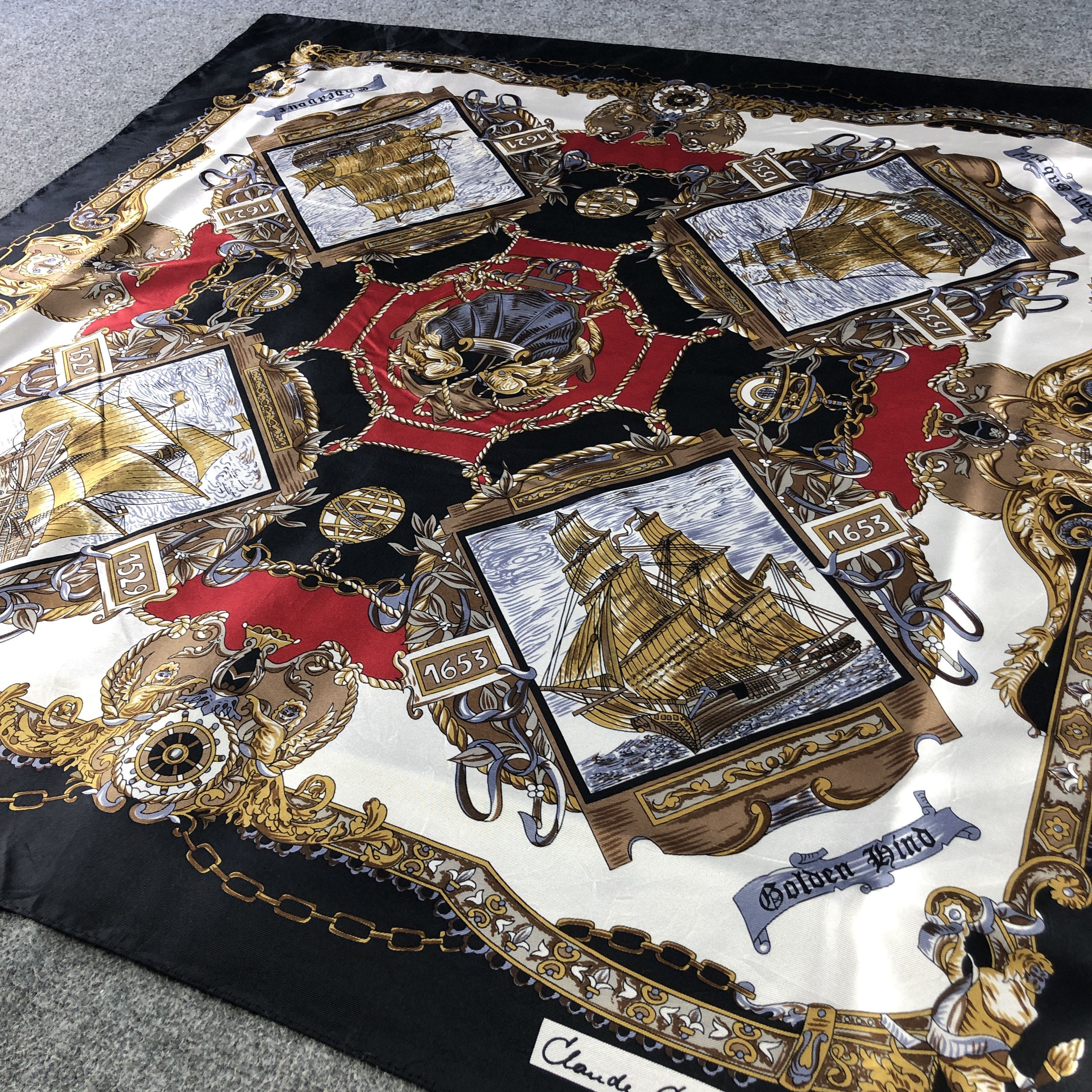 Vintage Vintage Luxury Claude Chevalier Baroque Silk Scarf M1361 Size ONE SIZE - 3 Thumbnail