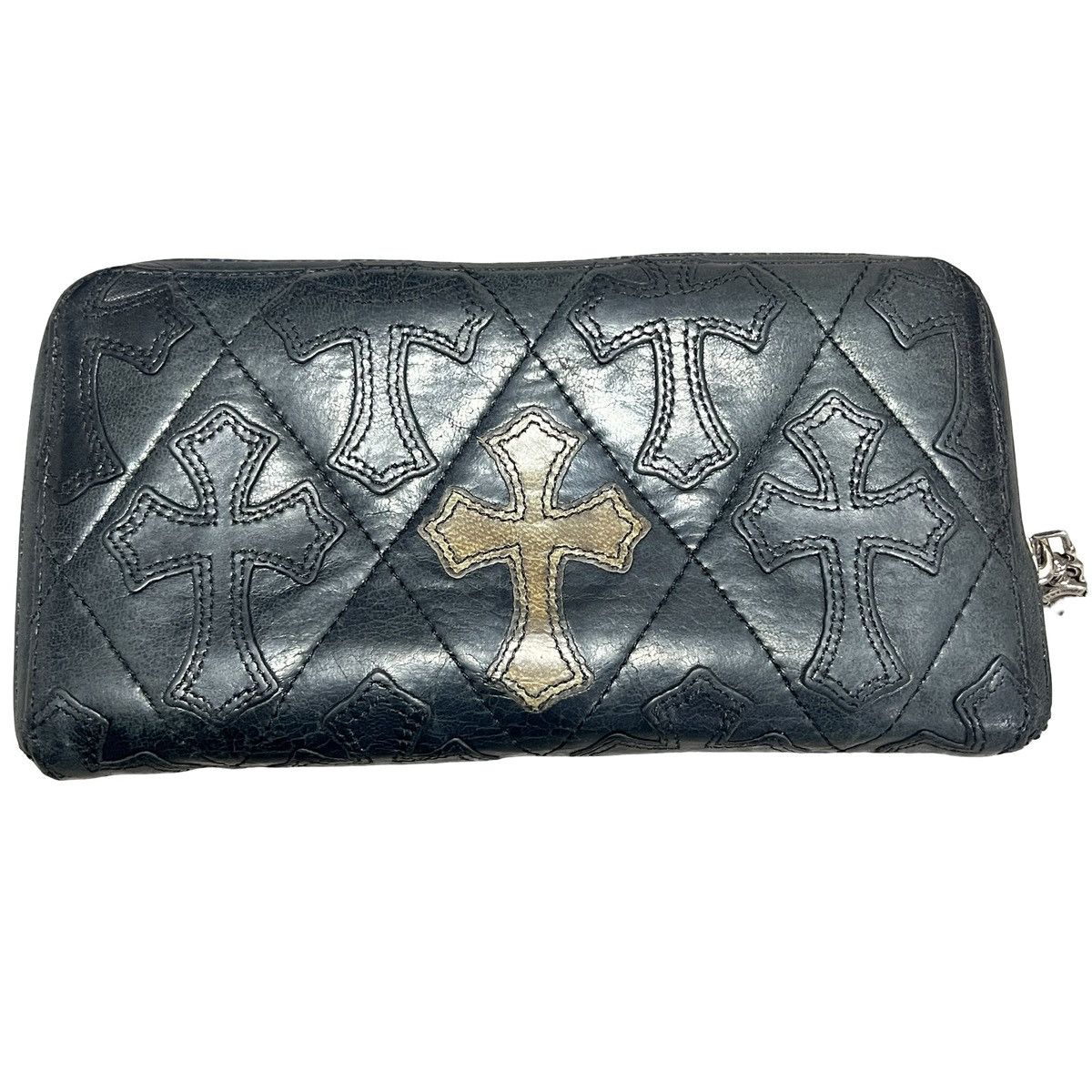 Chrome Hearts Chrome Hearts Black Leather Cemetery Cross Zip