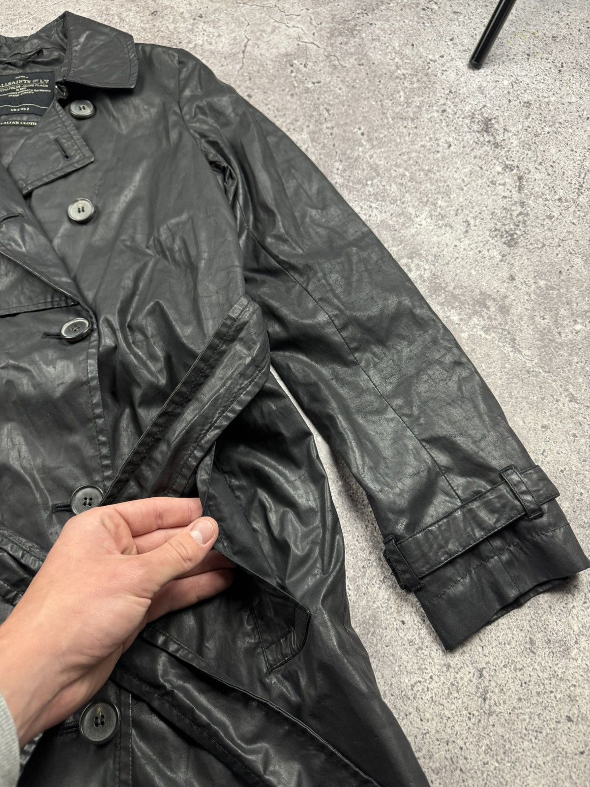 Allsaints Vintage Allsaints Y2K Black Trench coat Size XS / US 0-2 / IT 36-38 - 9 Thumbnail
