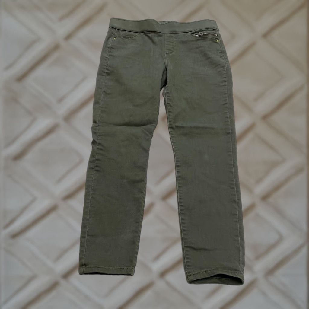 Tommy Hilfiger VINTAGE Tommy Hilfiger Ankle Pants Womens 8 Green Pull On Straight Stretch Zip Pockets Size 30" / US 8 / IT 44 - 1 Thumbnail