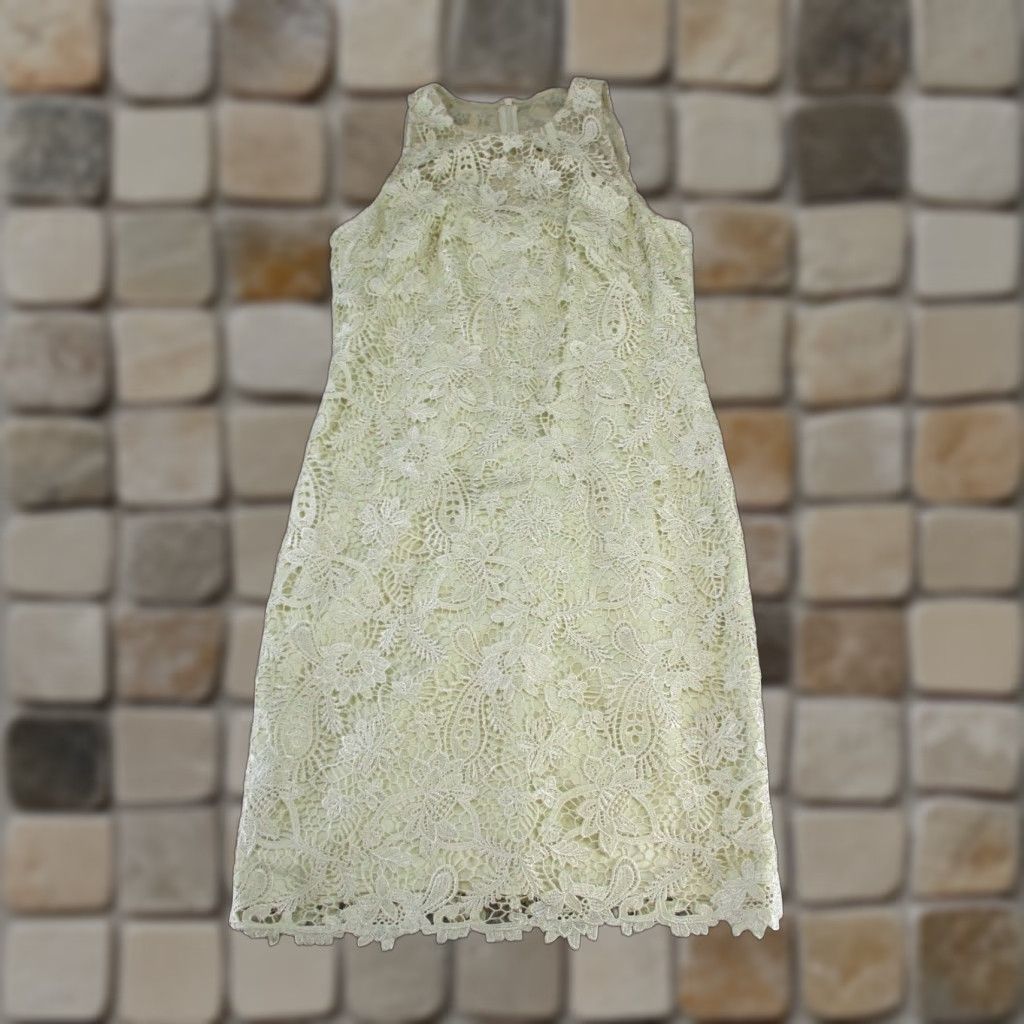 Ralph Lauren Lauren Ralph Lauren Dress Womens 10 Beige Floral Embroidery A-Line Size L / US 10 / IT 46 - 1 Thumbnail
