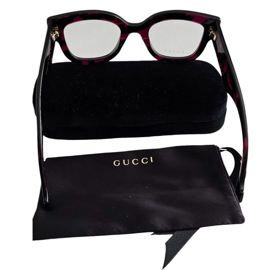 Gucci Gucci GG1423O cat-eye eyeglasses in a fuchsia havana color Size ONE SIZE - 4 Thumbnail