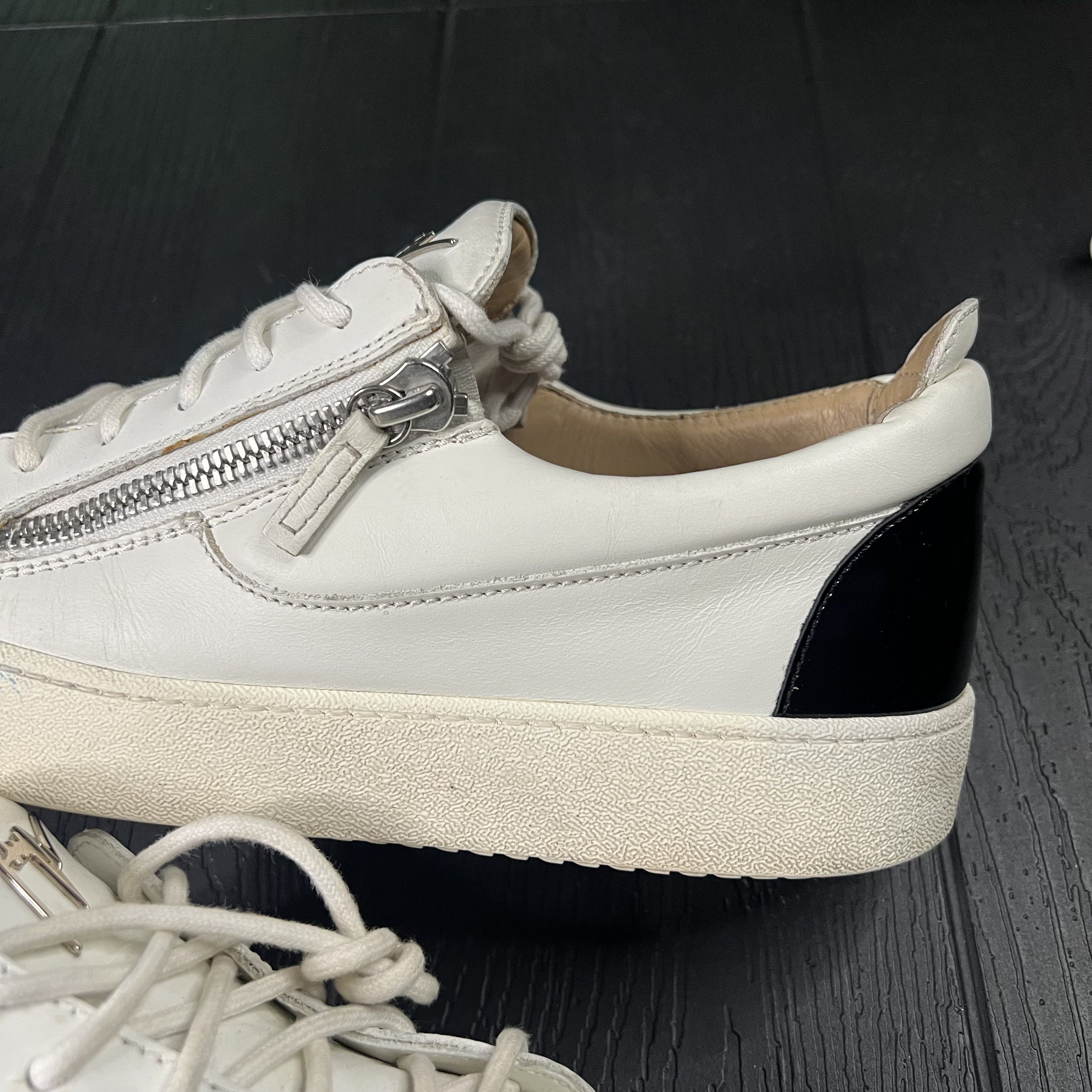 Giuseppe Zanotti Giuseppe Zanotti Double Zip Low Top Sneaker White Black Size US 11 / EU 44 - 4 Thumbnail