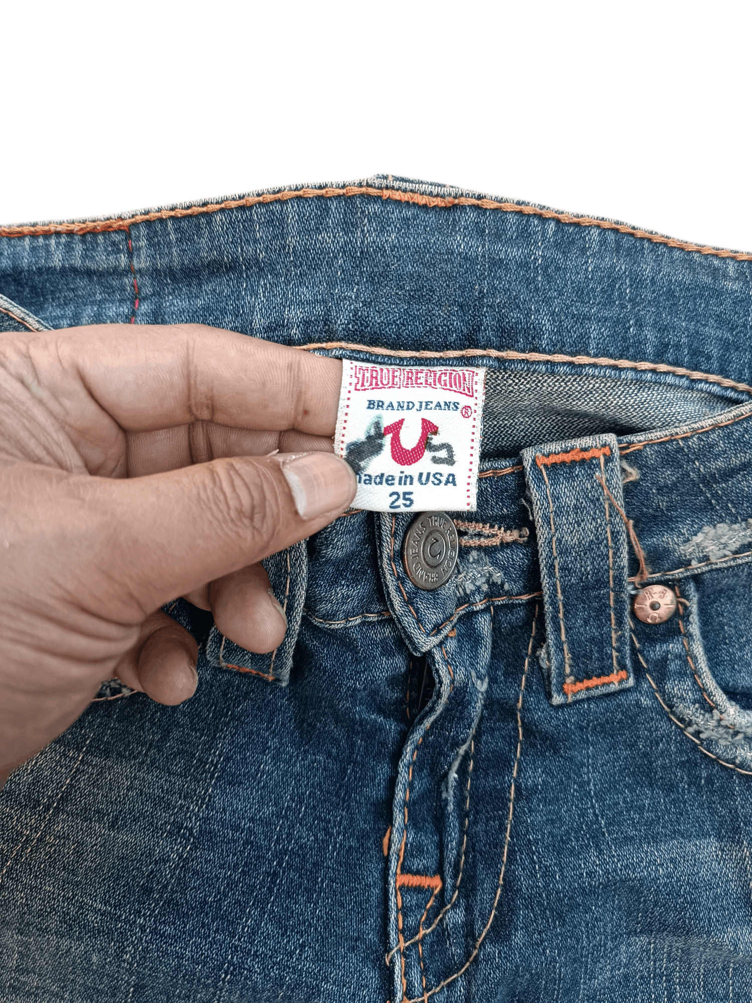American Apparel × True Religion VINTAGE FLARED 💥 TRUE RELIGION DISTRESSED JOEY DENIM TR12 Size 27" / US 4 / IT 40 - 10 Thumbnail