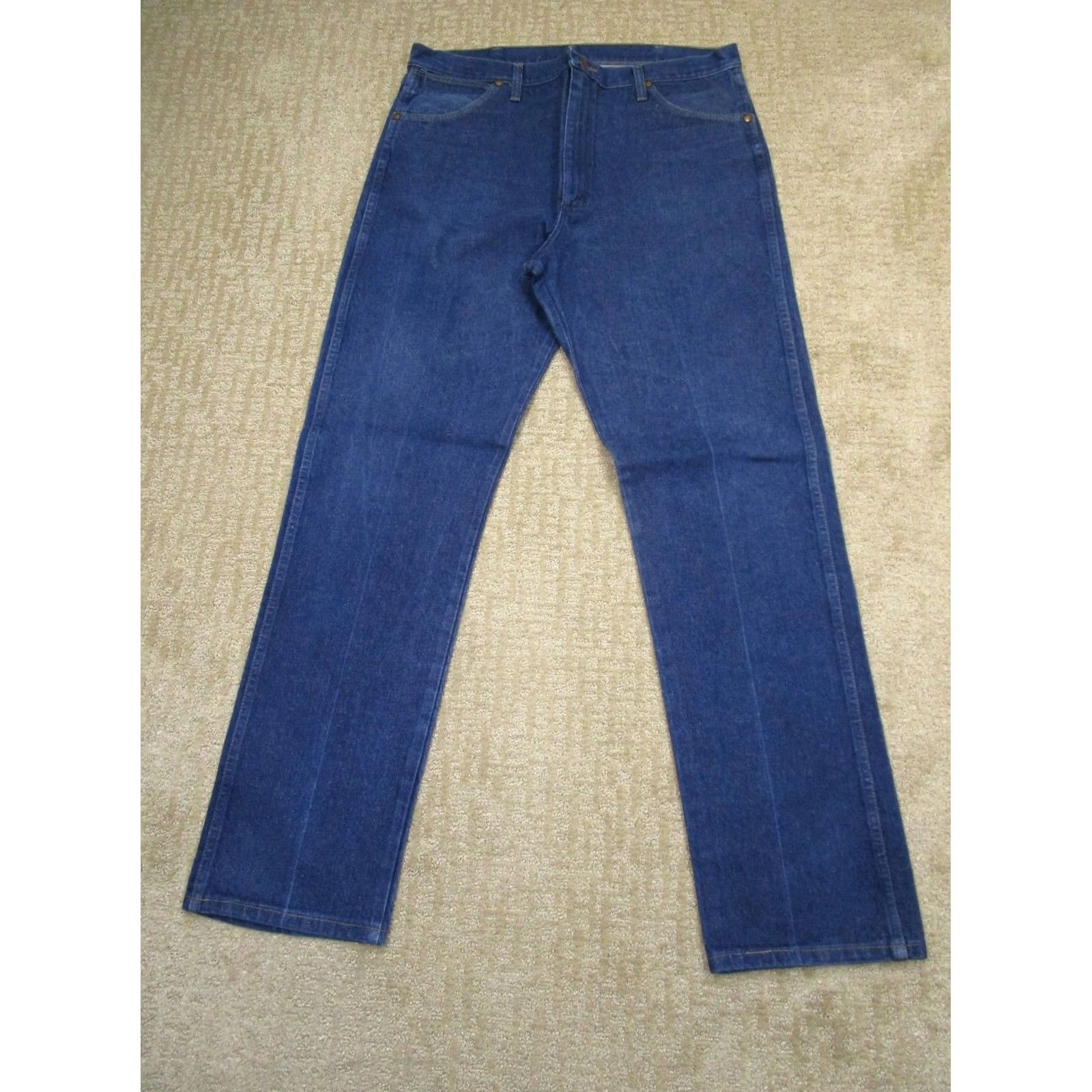 Wrangler Wrangler Jeans Men 38x34 Blue Cowboy Cut Original Fit Western Pants Dark Wash Jeans Regular Rise Mens 5-Pocket Denim Logo Wrangler Cowboy Cut 13MWZ Size US 38 / EU 54 - 2 Thumbnail