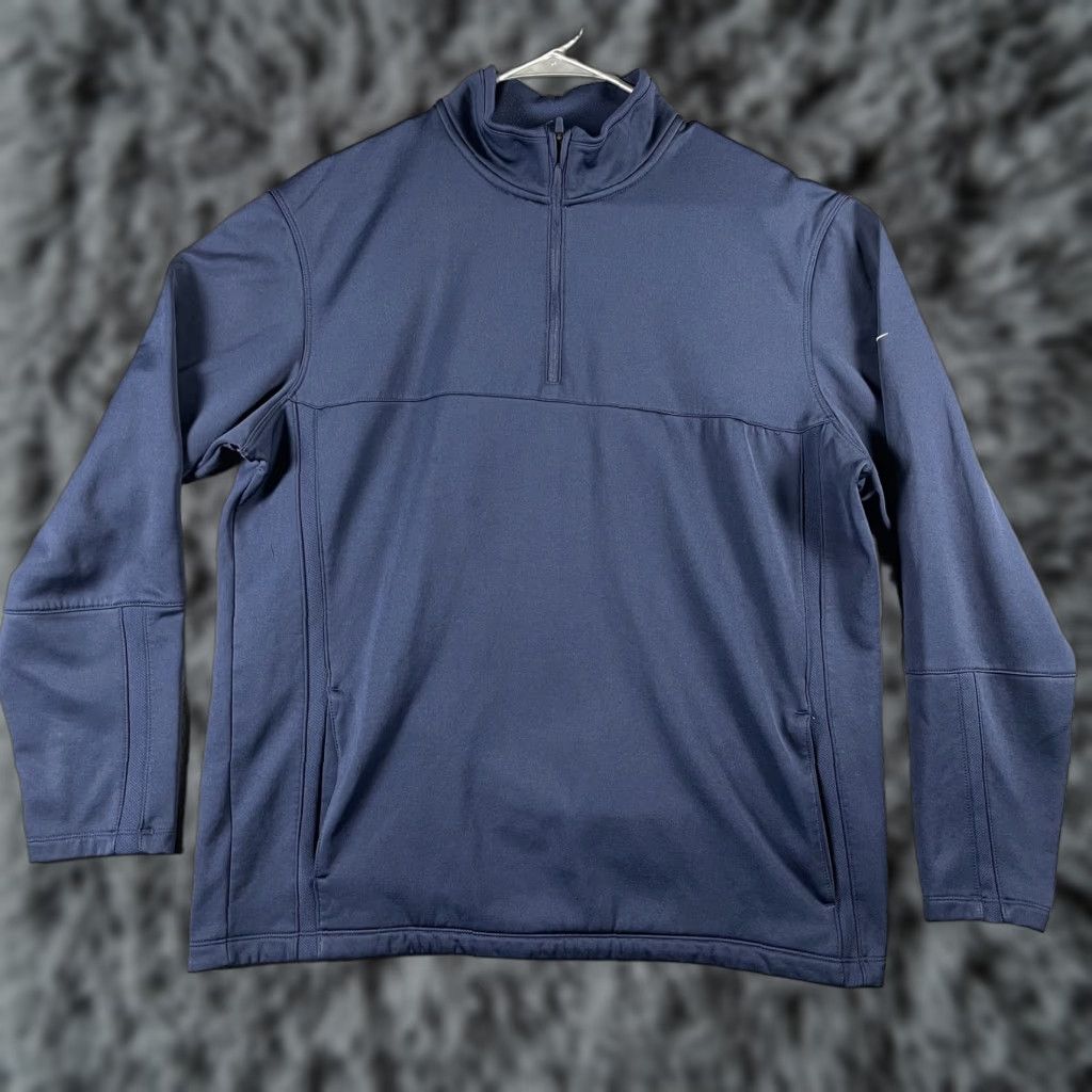 Nike Nike Golf Therma-Fit Pullover Jacket Mens Large Tour 1/4 Zip Navy Blue Embroidered Logo Size US L / EU 52-54 / 3 - 1 Thumbnail