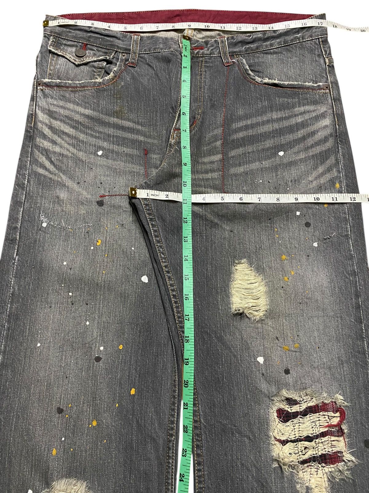 RATS JAPAN Vintage Rattle Trap Paint Splatter Distressed Loose Jeans Size US 35 - 14 Thumbnail