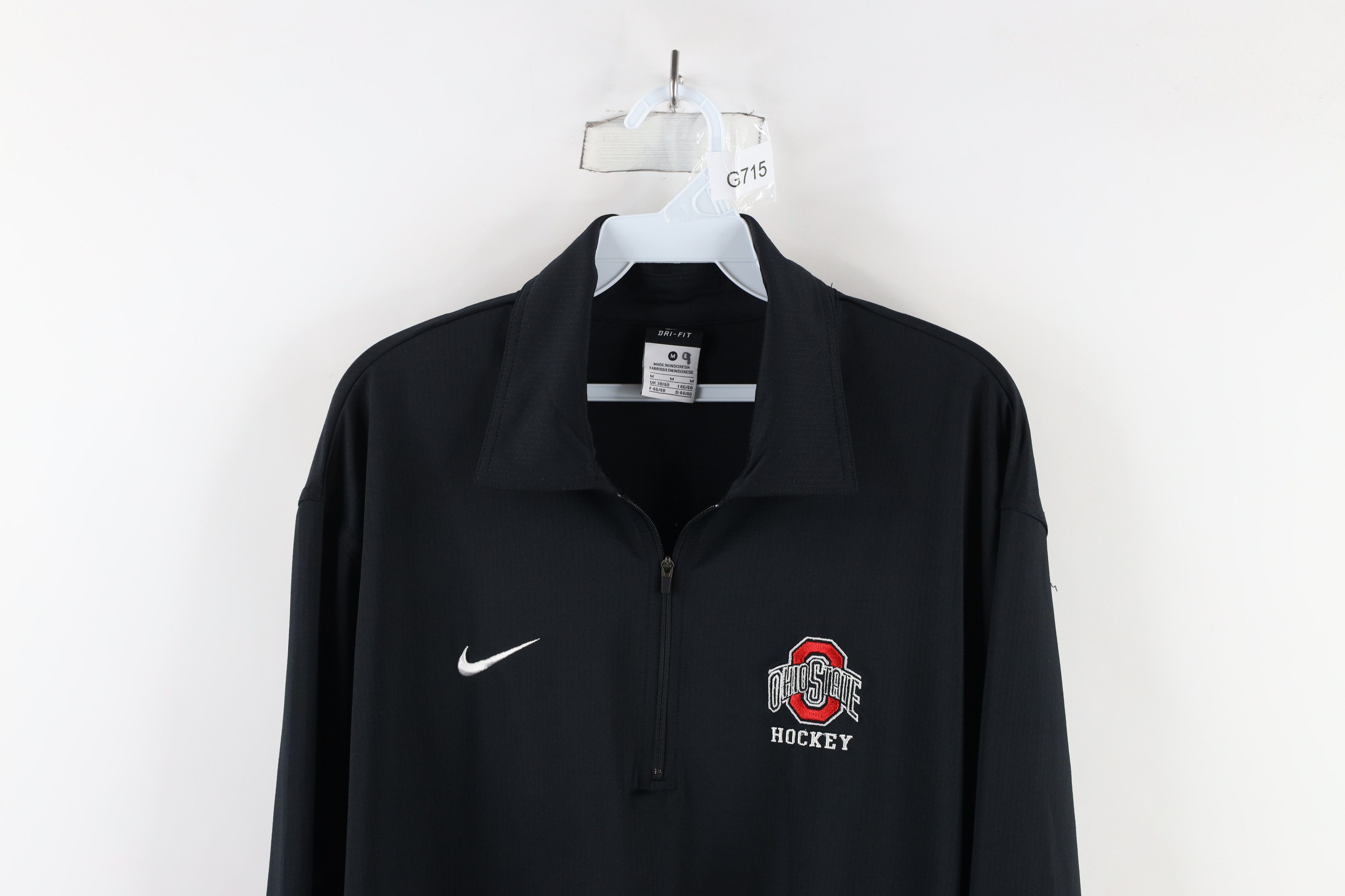 Nike × Vintage Nike Ohio State University Hockey Half Zip Polo Black Size US M / EU 48-50 / 2 - 2 Thumbnail