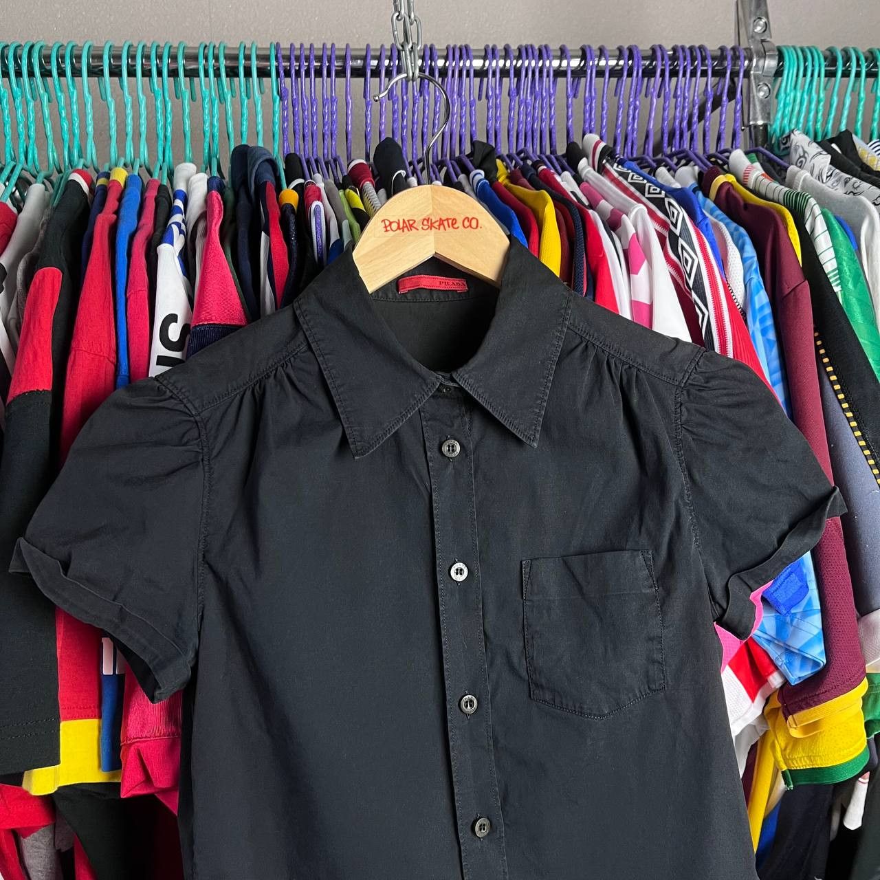Prada Vintage Womens Prada Short Sleeve Black Button Shirt Size M / US 6-8 / IT 42-44 - 3 Thumbnail