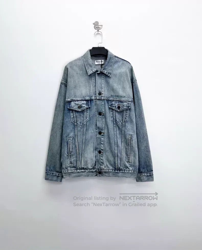 Balenciaga Balenciaga Light Blue Washed Distressed Embroidered Letter Size US XS / EU 42 / 0 - 1 Thumbnail