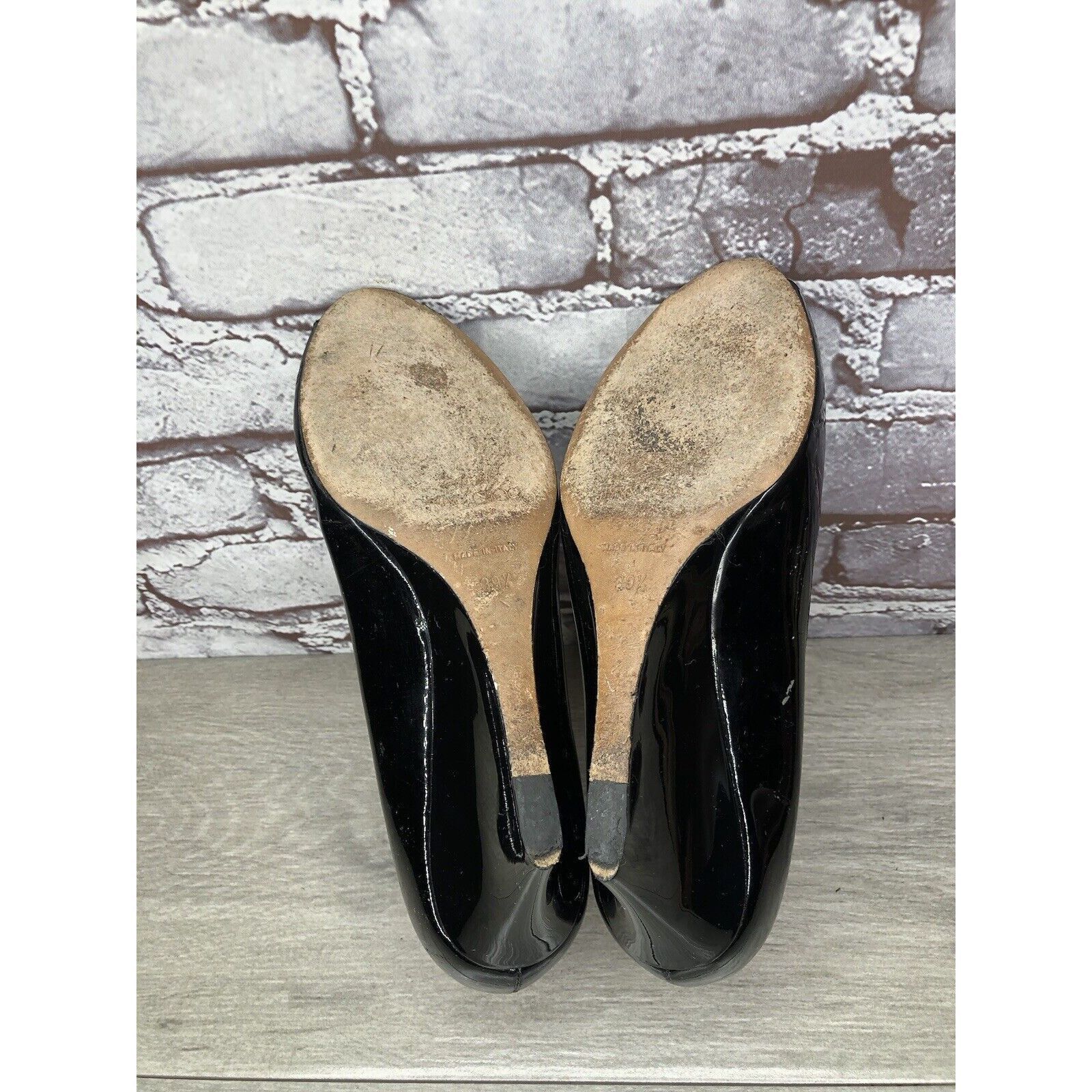Jimmy Choo Jimmy Choo Black Patent Leather Peep Toe Wedges Shoes Women Size US 9 / IT 39 - 8 Thumbnail