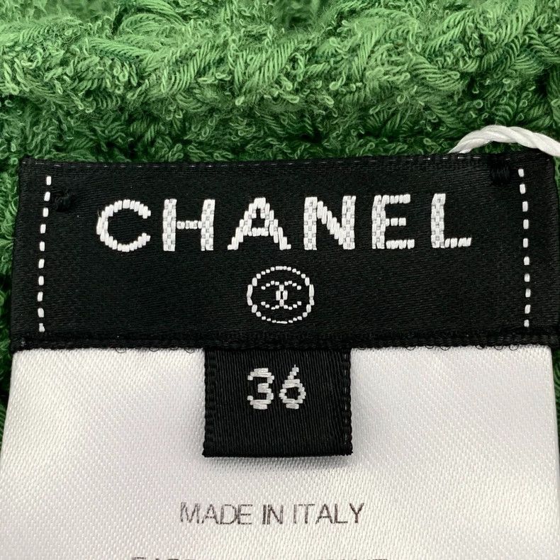 Chanel ChanelGreen cotton round-neck sleeveless knitted dress 2503 Size XXS / US 00 / IT 34 - 6 Thumbnail