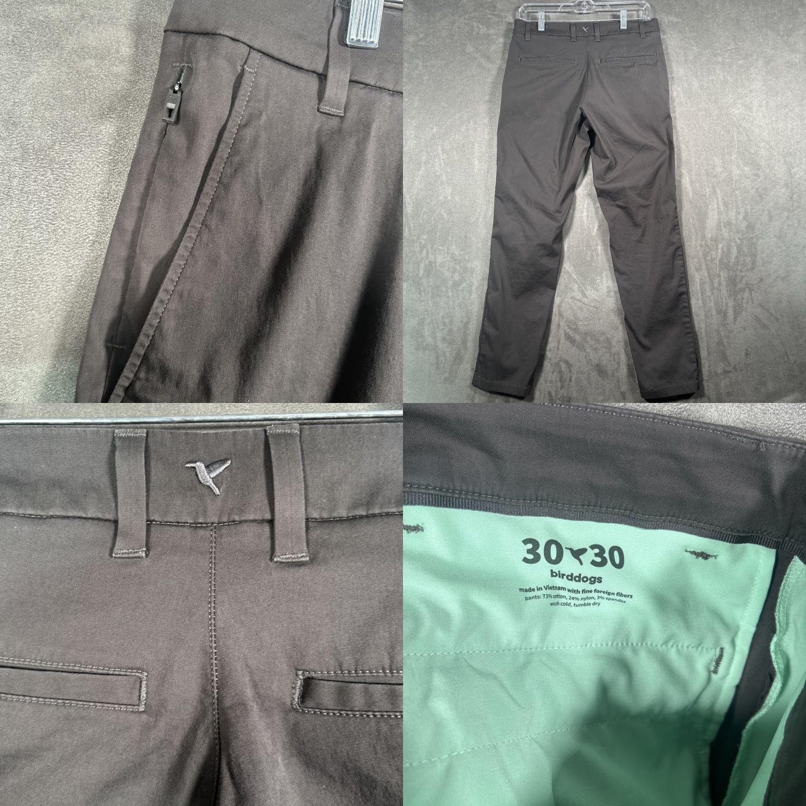 Vintage Birddogs Pants Mens 30x30 Dark Gray Khaki Chino Stretch Pockets Golf Shirt Size US 30 / EU 46 - 8 Thumbnail