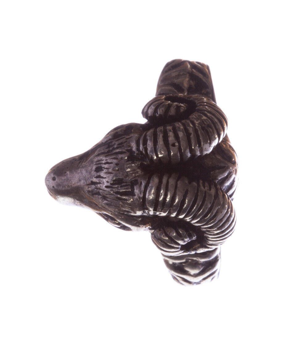 Designer Sterling Ram Head Ring with Antique Finish Alberto Juan Size ONE SIZE - 3 Thumbnail