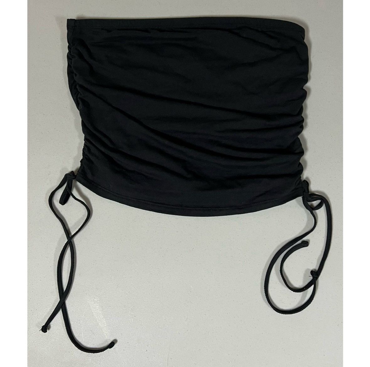 Vintage Black Ruched Strapless Sleeveless Tube Top Shirt Size M 🖤 Size M / US 6-8 / IT 42-44 - 2 Thumbnail