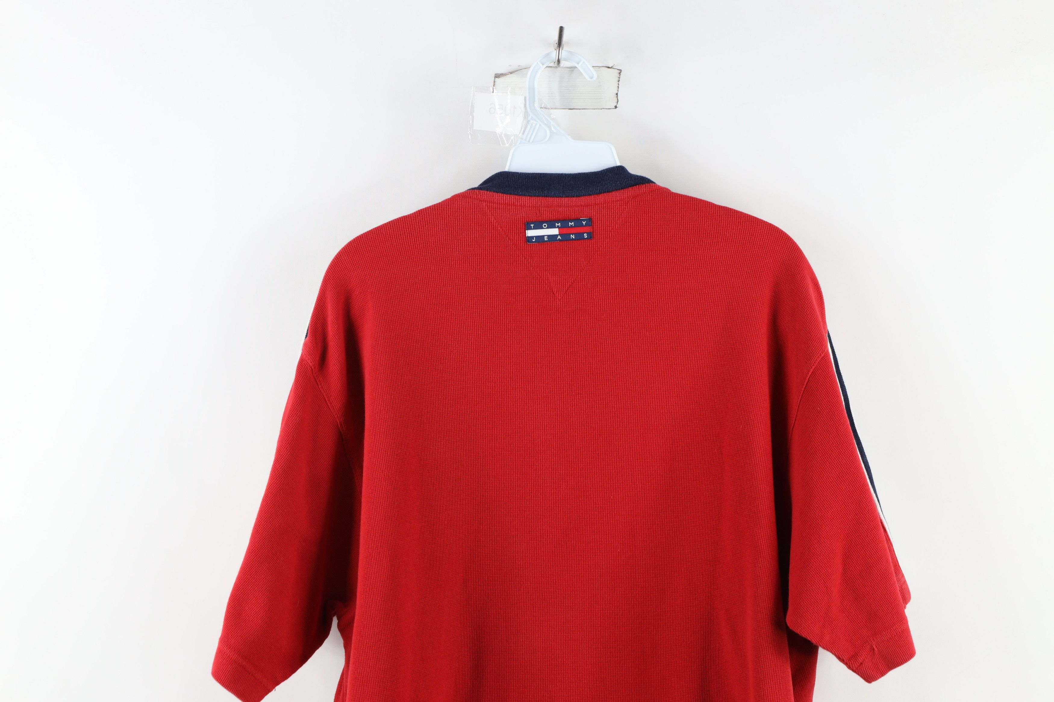 Tommy Hilfiger × Vintage Vintage 90s Tommy Hilfiger Waffle Knit Half Zip T-Shirt Size US L / EU 52-54 / 3 - 11 Thumbnail