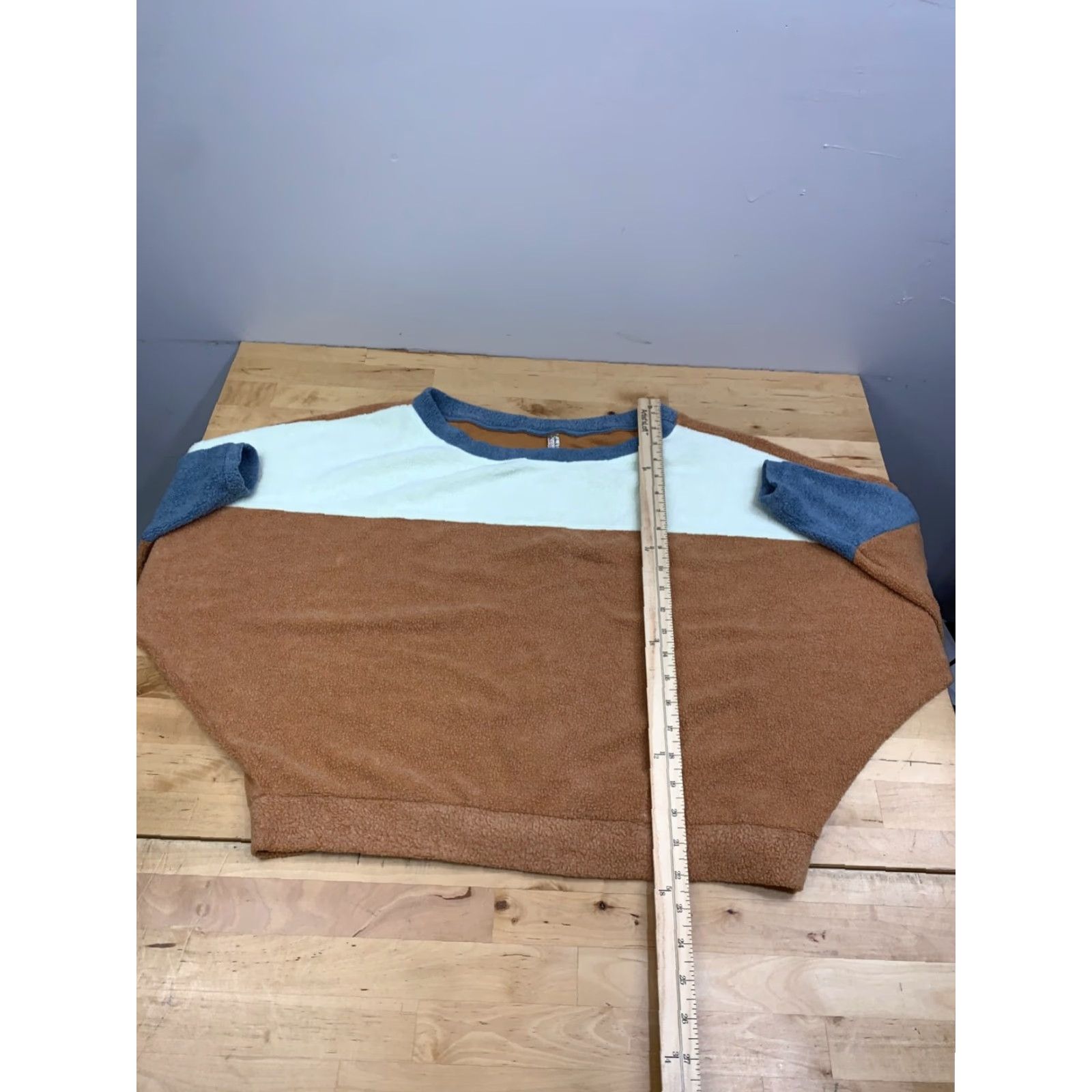 Free People Free People Blue Fleece Pullover Womens XS Boho Oversized 12884 Size XS / US 0-2 / IT 36-38 - 3 Thumbnail
