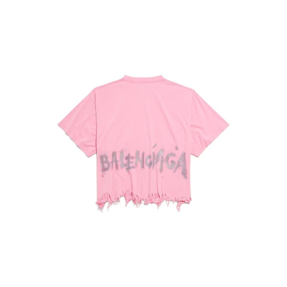 Balenciaga o1w1db10526 555 / Nail Polish Cropped T-Shirt in Pink Size US L / EU 52-54 / 3 - 2 Thumbnail