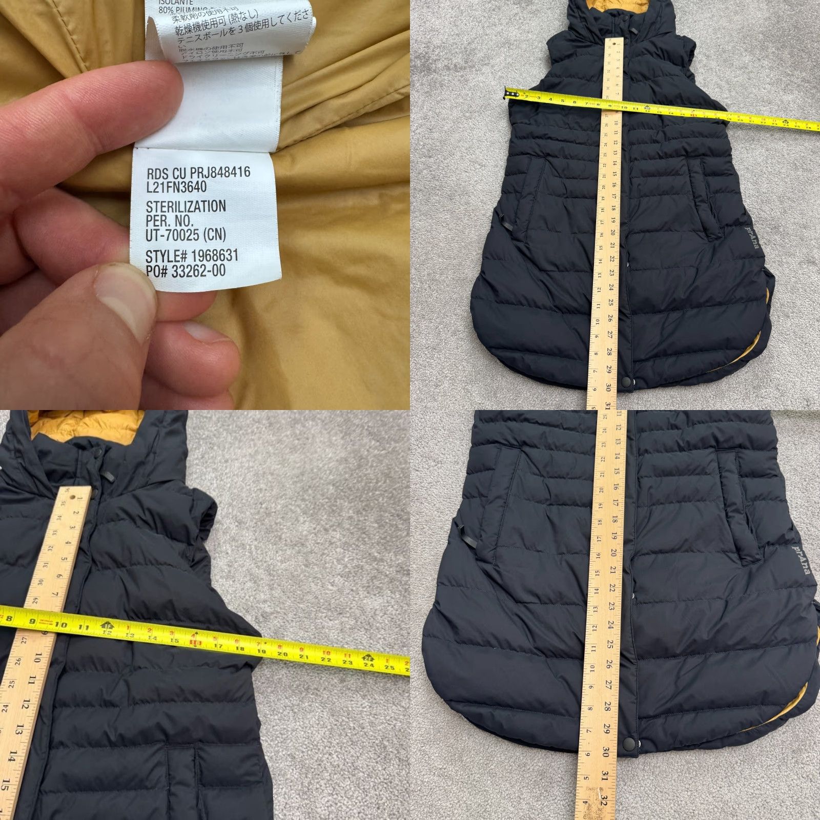 Prana prAna Down Insulated Puffer Quilted Hoodie Vest Men Small Black Snap Zip Outdoor Shirt Size US S / EU 44-46 / 1 - 9 Thumbnail