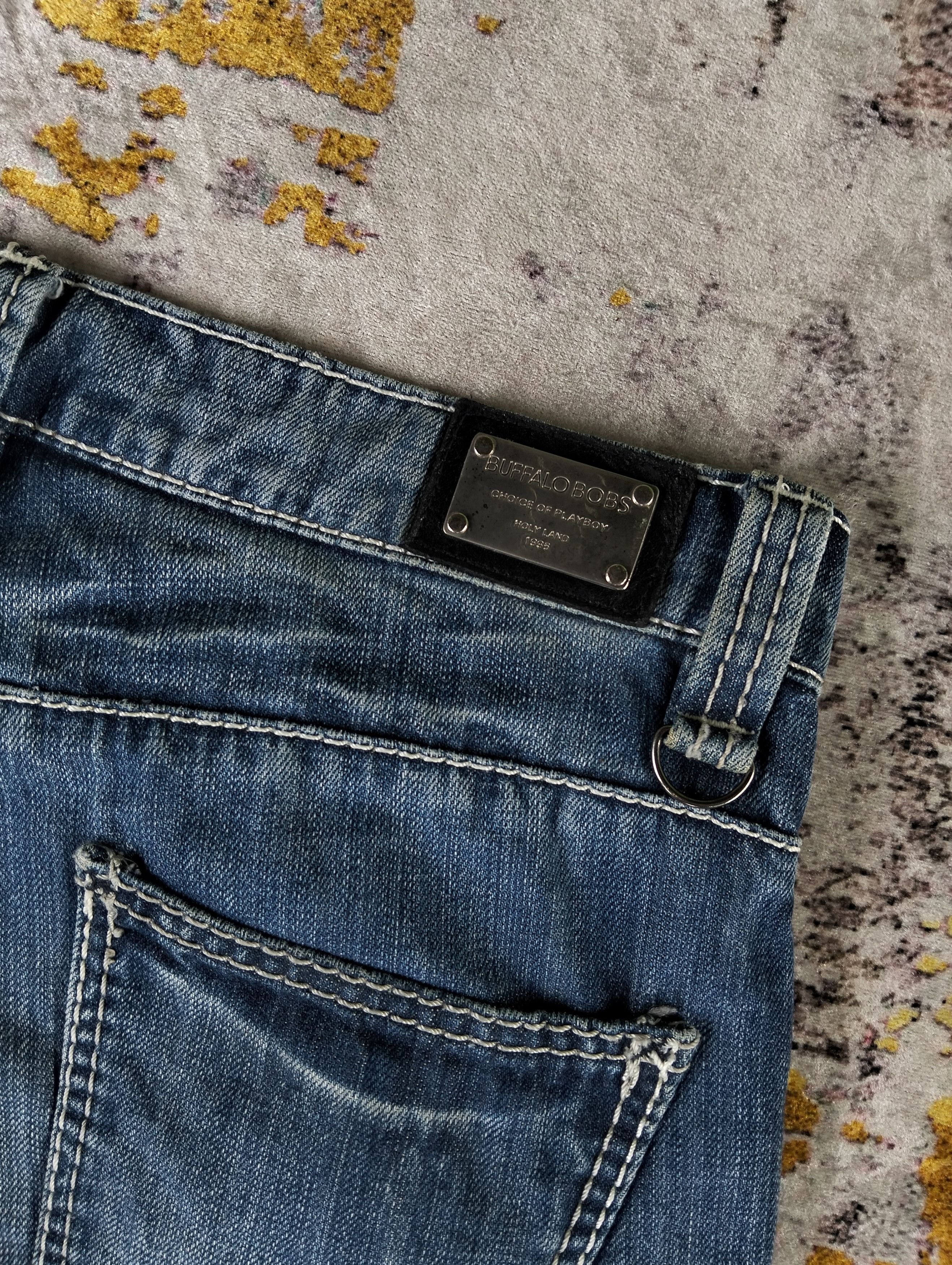 Tornado Mart 2000s Buffalo Bobs Curve Whisker Paint Flared Low Rise Jeans Size US 32 / EU 48 - 6 Thumbnail