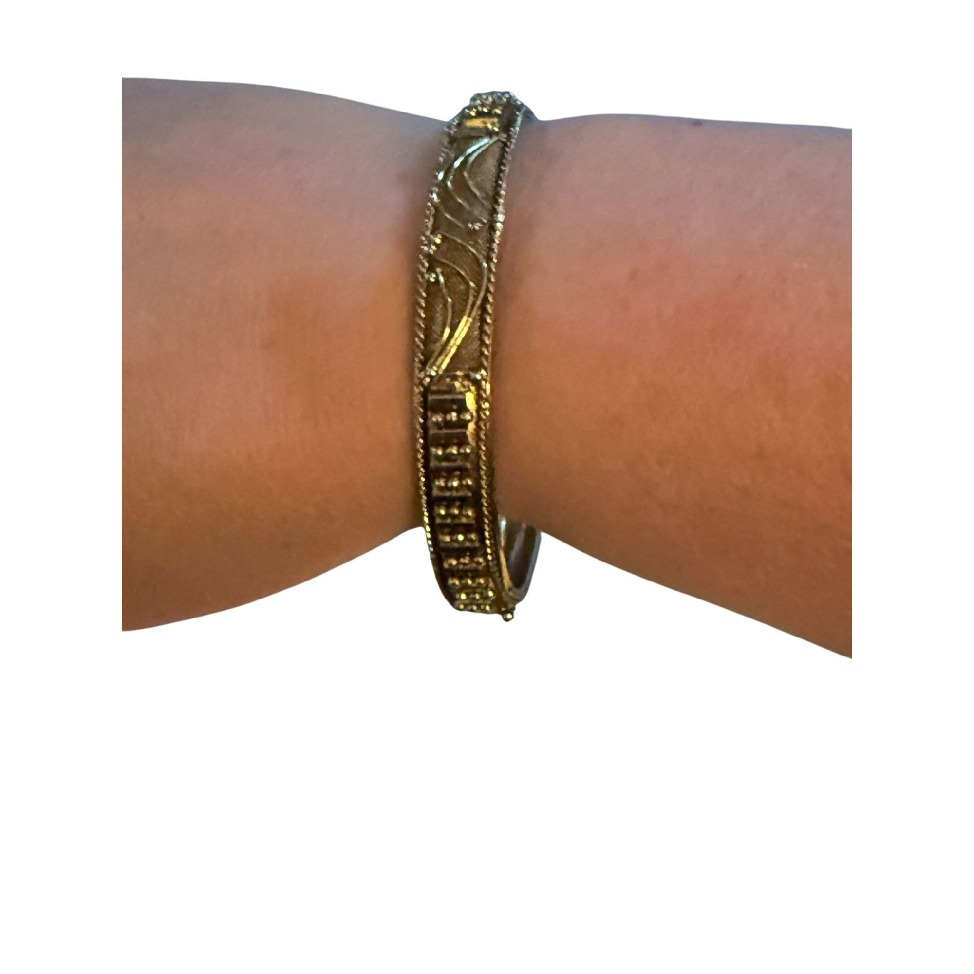 Other Vintage Gold-Tone Ornate Scroll & Mesh Bangle Bracelet 7 Inc Size ONE SIZE - 3 Thumbnail