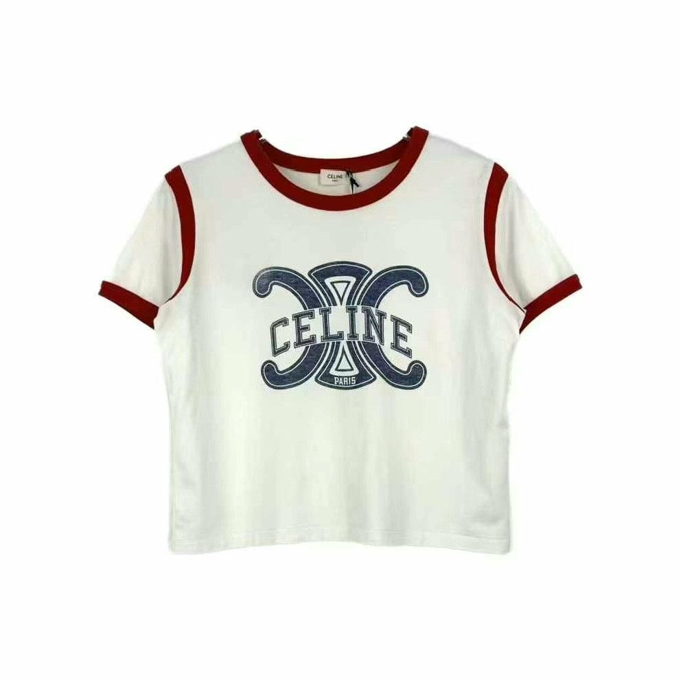 Celine Celine White Logo Short Sleeve T-Shirt Size M / US 6-8 / IT 42-44 - 1 Thumbnail