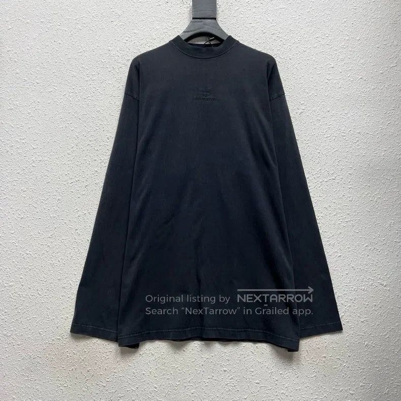 Balenciaga Balenciaga Black Boomerang Embroidered Long Sleeve Sweatsh Size US S / EU 44-46 / 1 - 1 Thumbnail