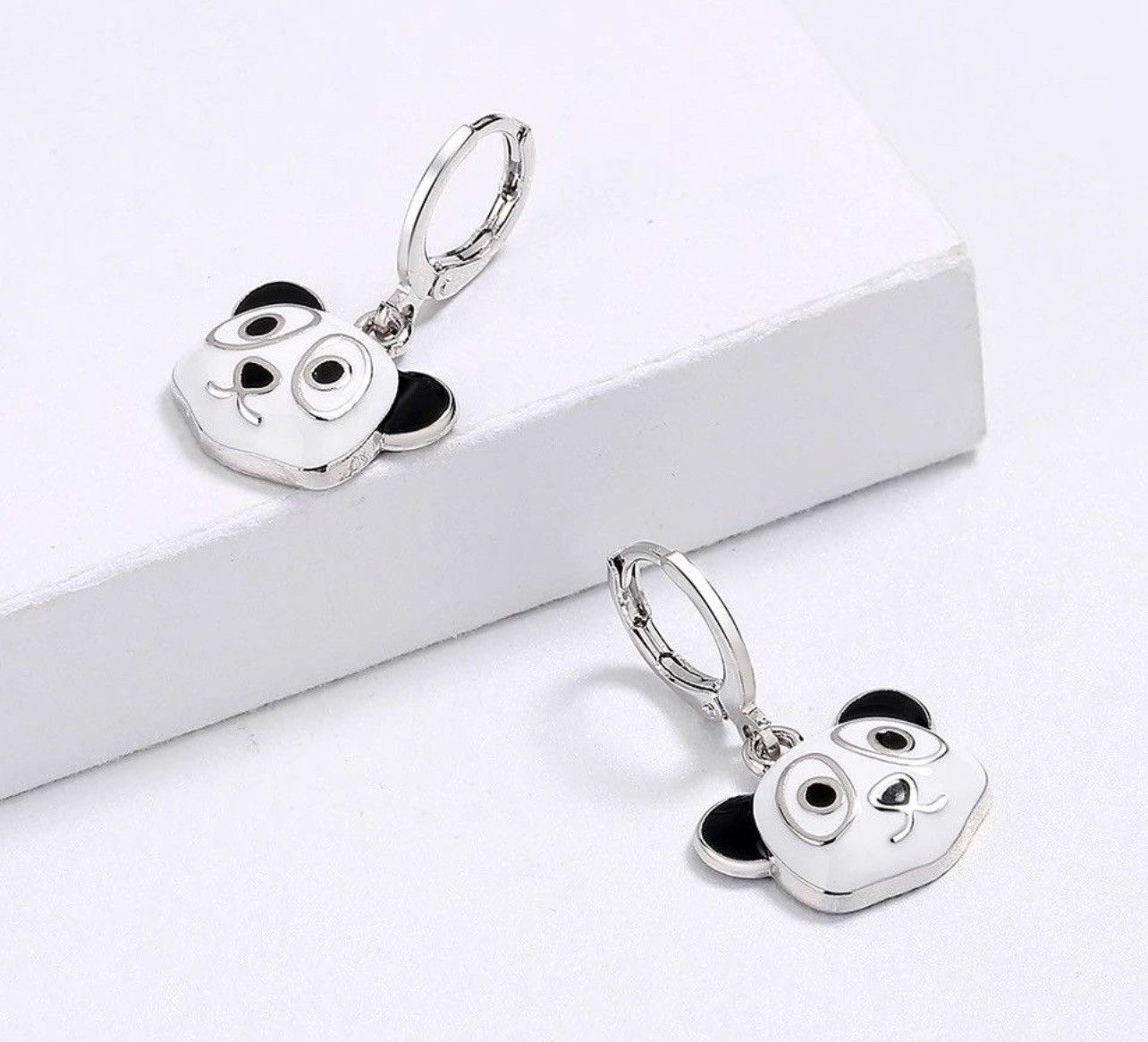Jewelry Cute Handmade Enamel Jewelry Panda Earrings Size ONE SIZE - 3 Thumbnail