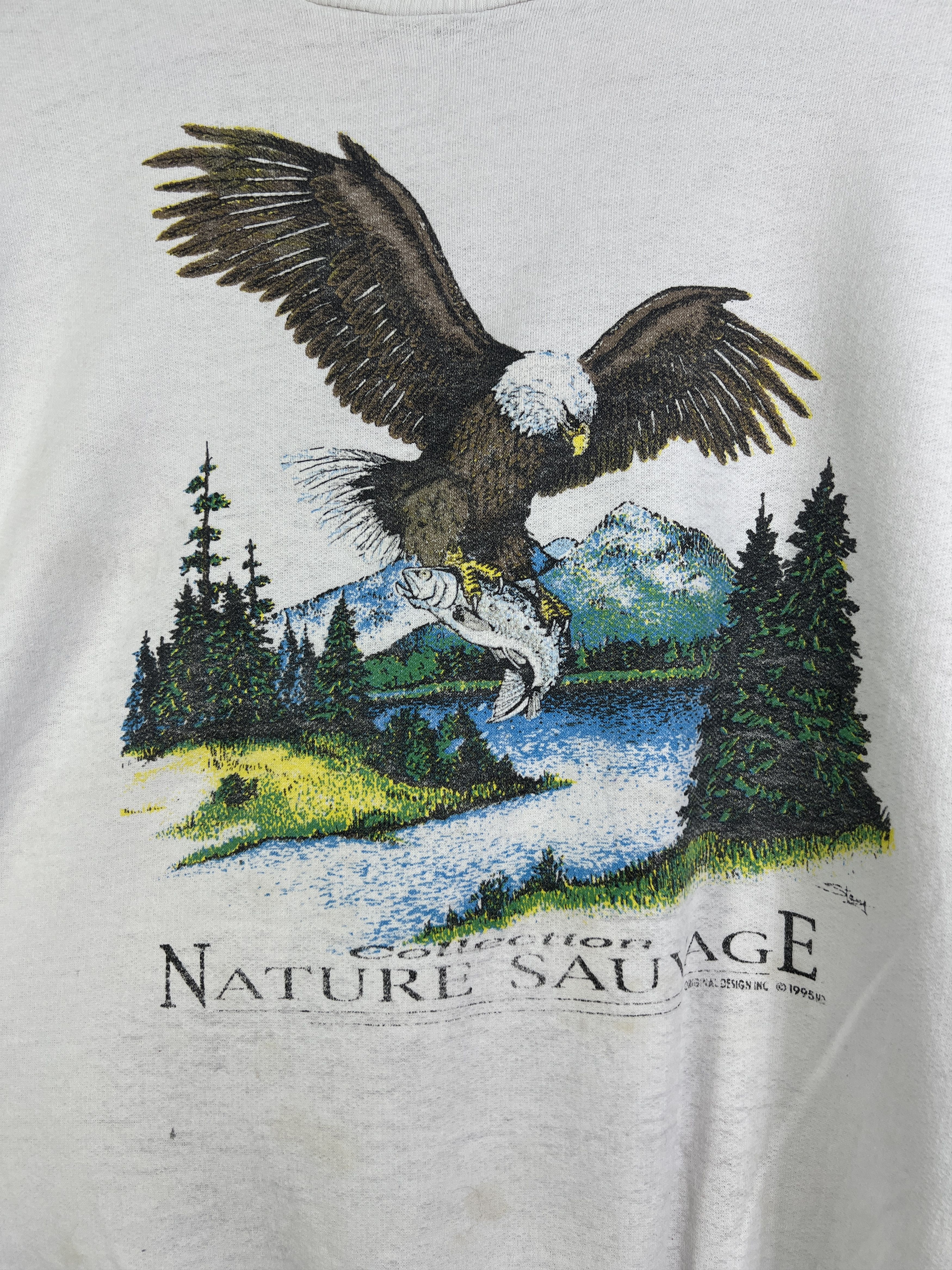 Vintage No.4546 Vintage 90s Nature Sauvage Art Sweatshirt (L) Size US L / EU 52-54 / 3 - 2 Thumbnail