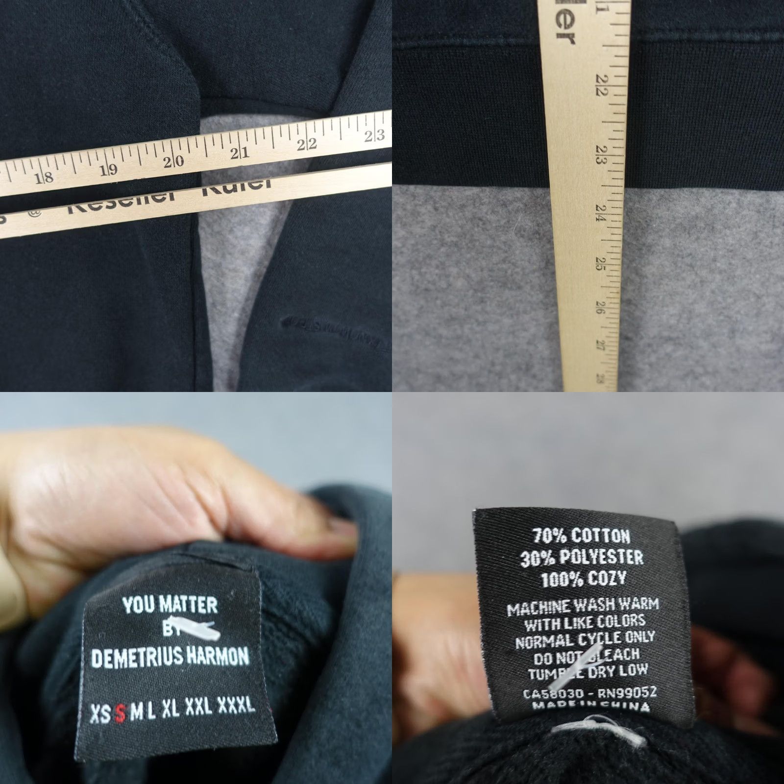 Harmony You Matter Hoodie Mens Small Black Demetrius Harmon Embroidered Sweatshirt Size US S / EU 44-46 / 1 - 9 Thumbnail