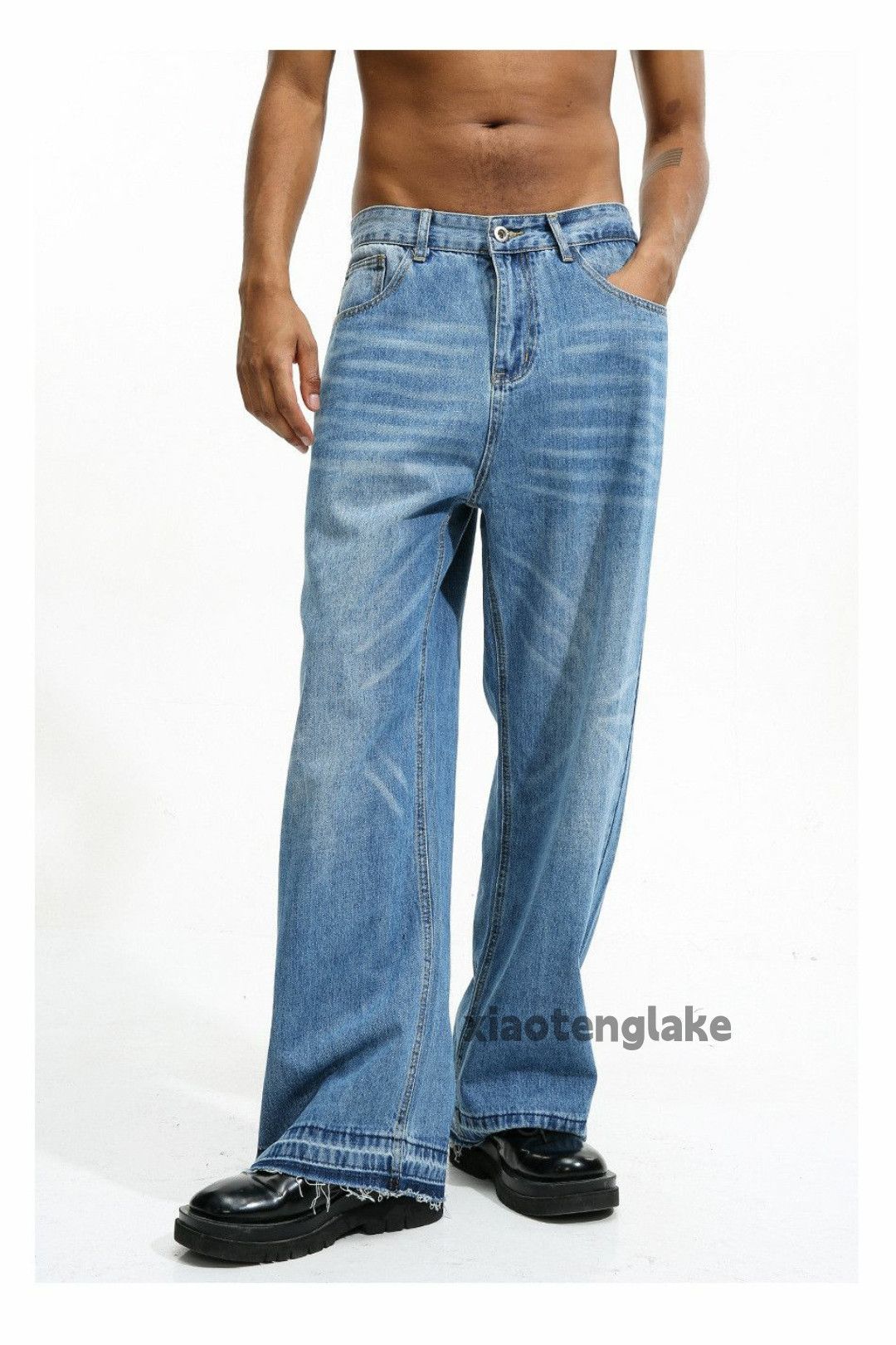 Jean × Vintage washed faded cleanfit yuppie loose baggy flared jeans Size US 30 / EU 46 - 2 Thumbnail
