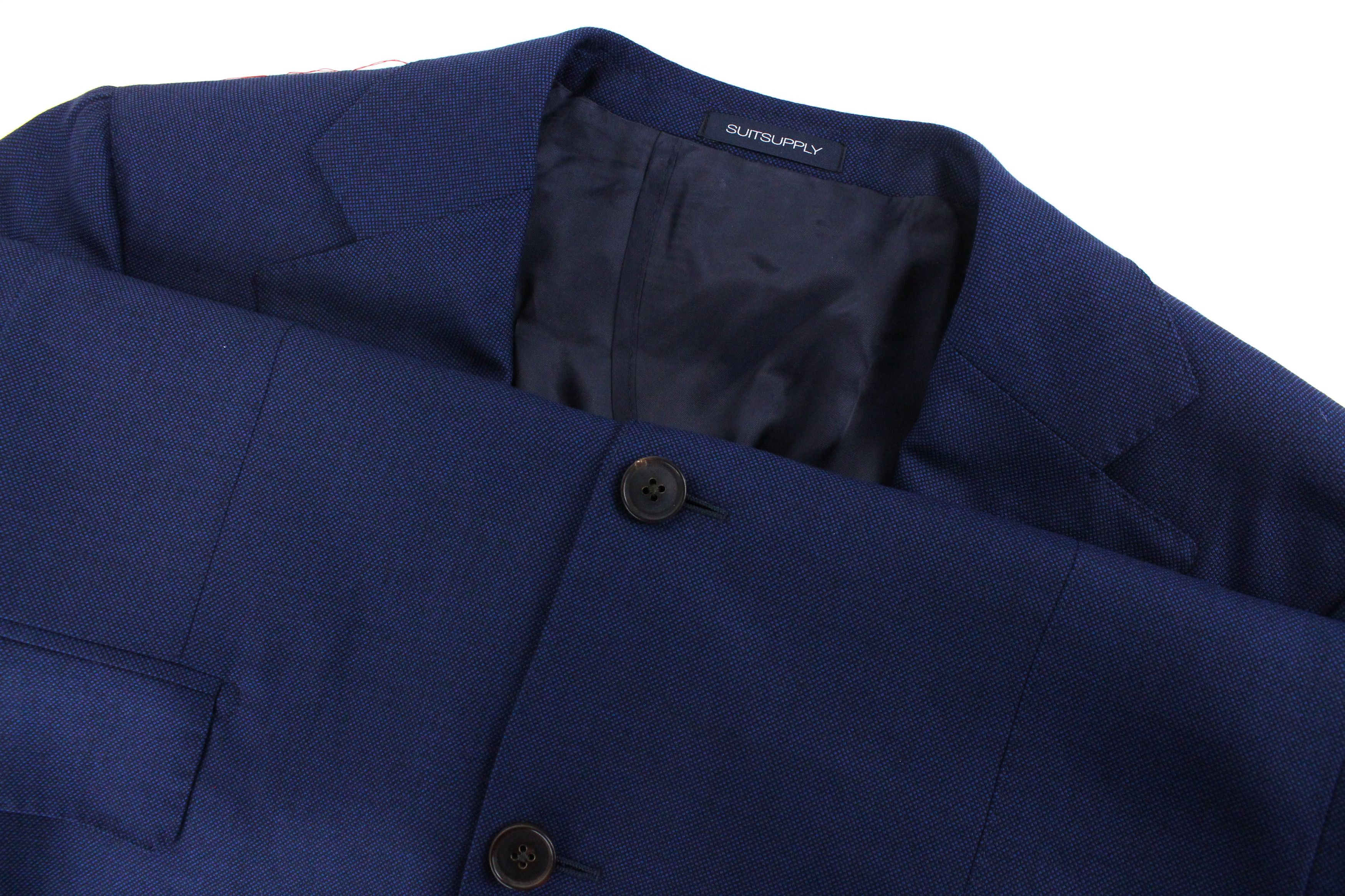 Suitsupply JORT UK40L Blue Check Melange Wool Silk Blazer 55102 Size 40L - 4 Thumbnail