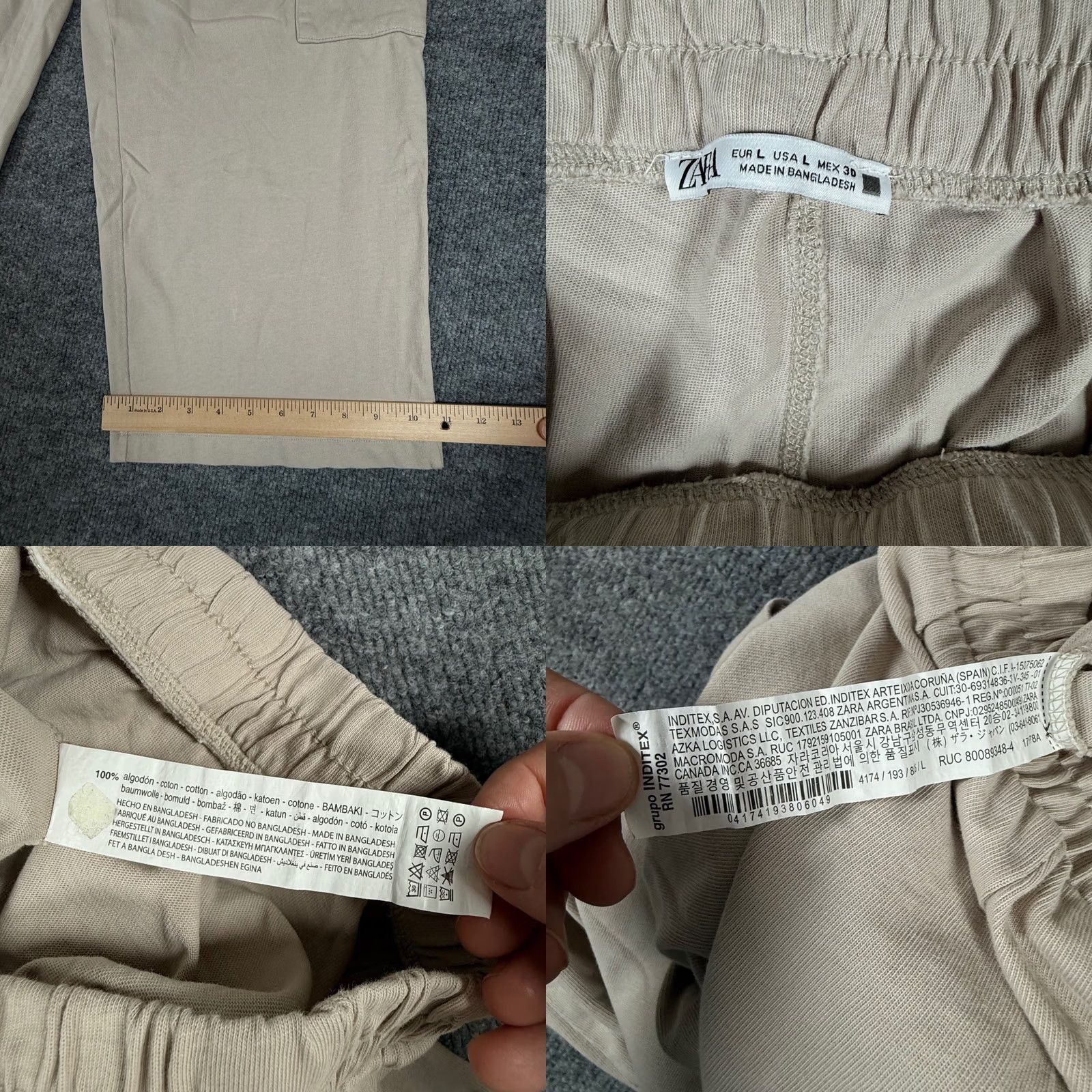 Zara ZARA Cargo Pants Womens Beige Wide-Leg Elastic Waist Casual Relaxed Fit Boho Pants - Zara Ladies Knit Cotton Size 36" / US 14 / IT 50 - 8 Thumbnail
