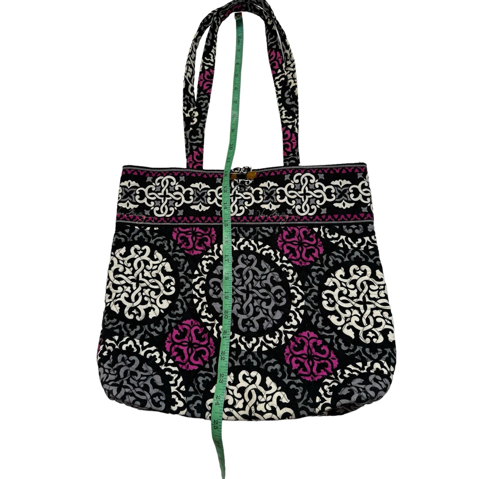 Vera Bradley VERA BRADLEY Canterberry Pink Black Swirl Shoulder Bag Tote Size ONE SIZE - 5 Thumbnail