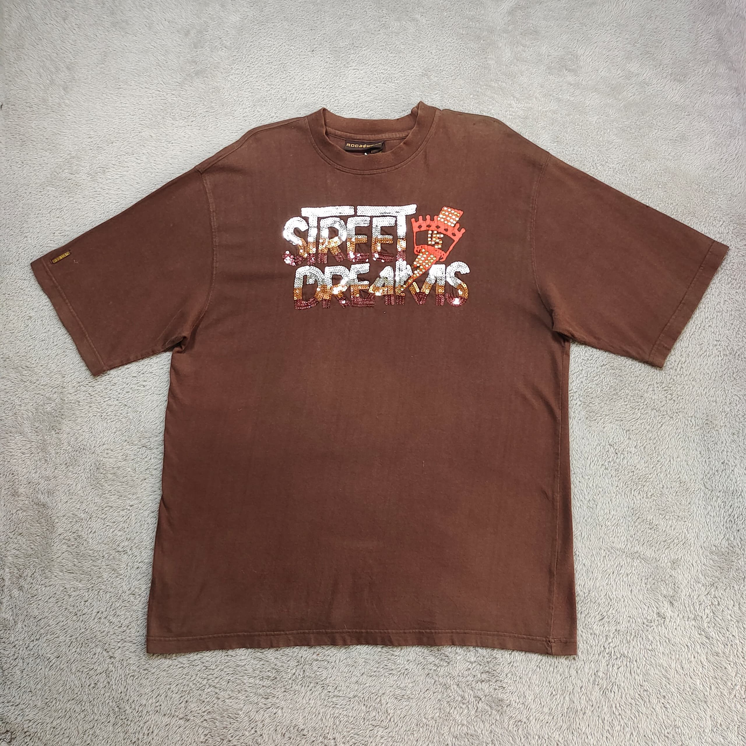 Rocawear Vintage Y2K Rocawear "Street Dreams" Sequin Brown T-Shirt XL Size US XL / EU 56 / 4 - 1 Thumbnail