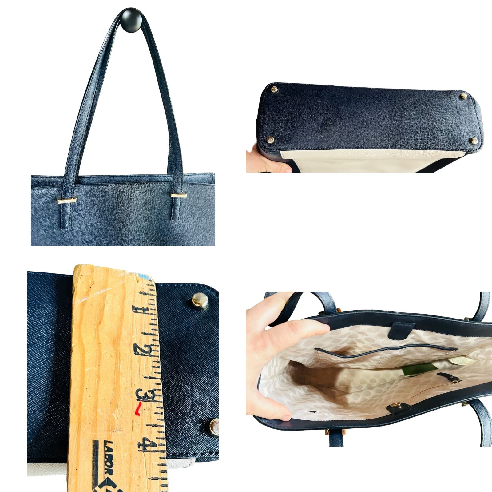 Vintage kate spade new york Cedar Street Tayler Taylor Tote Harmony Handbag Navy Purse Women Tote Large Navy Leather Solid Modern Size ONE SIZE - 10 Thumbnail
