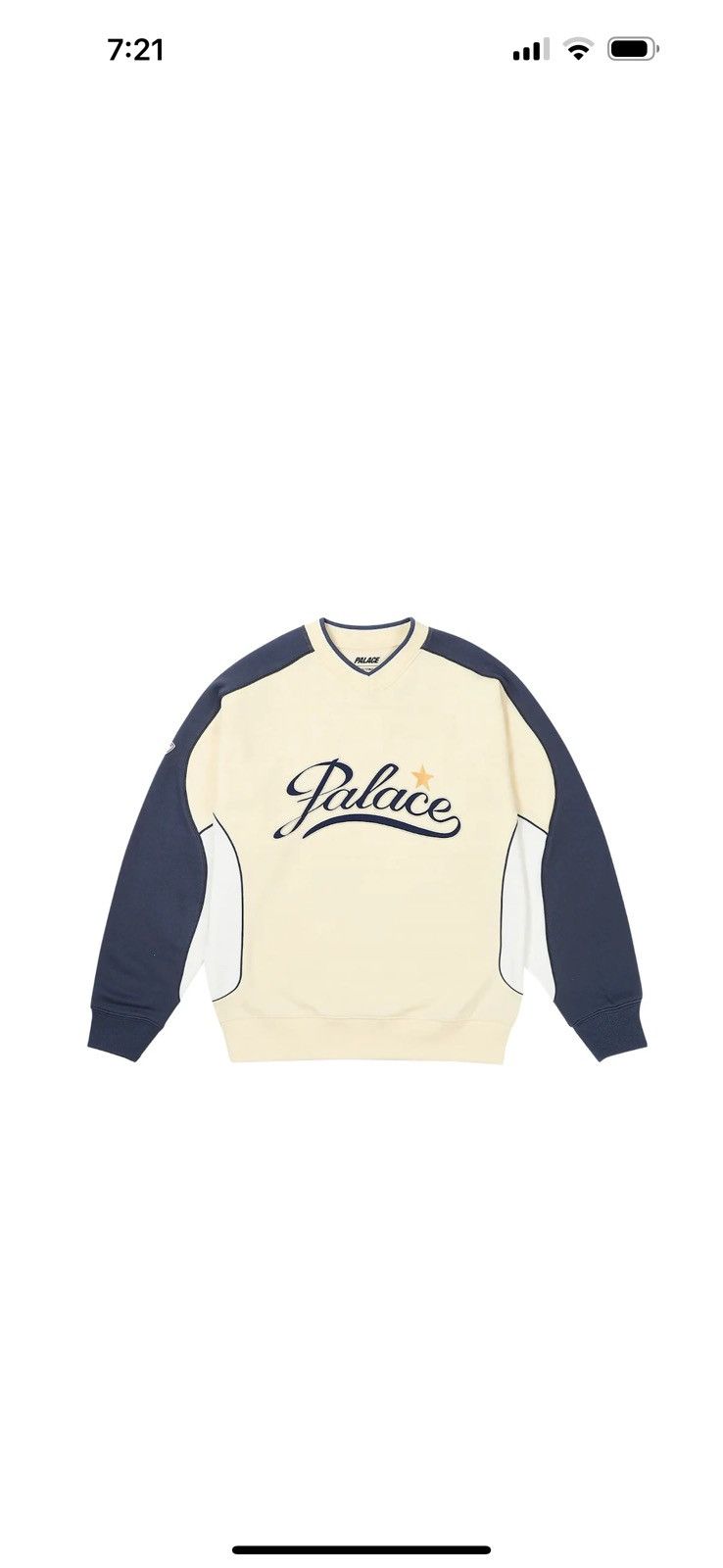 image of Palace Star Script Crew in Cream, Men's (Size Small)