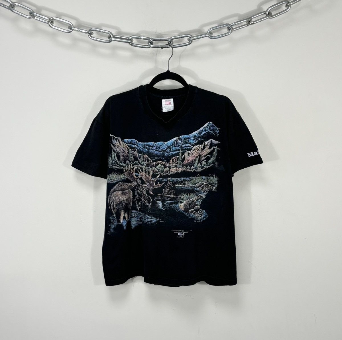 Cartoon Network Vintage Stand Out 1995 Moose In Nature USA Made Black Tee Size US L / EU 52-54 / 3 - 1 Thumbnail