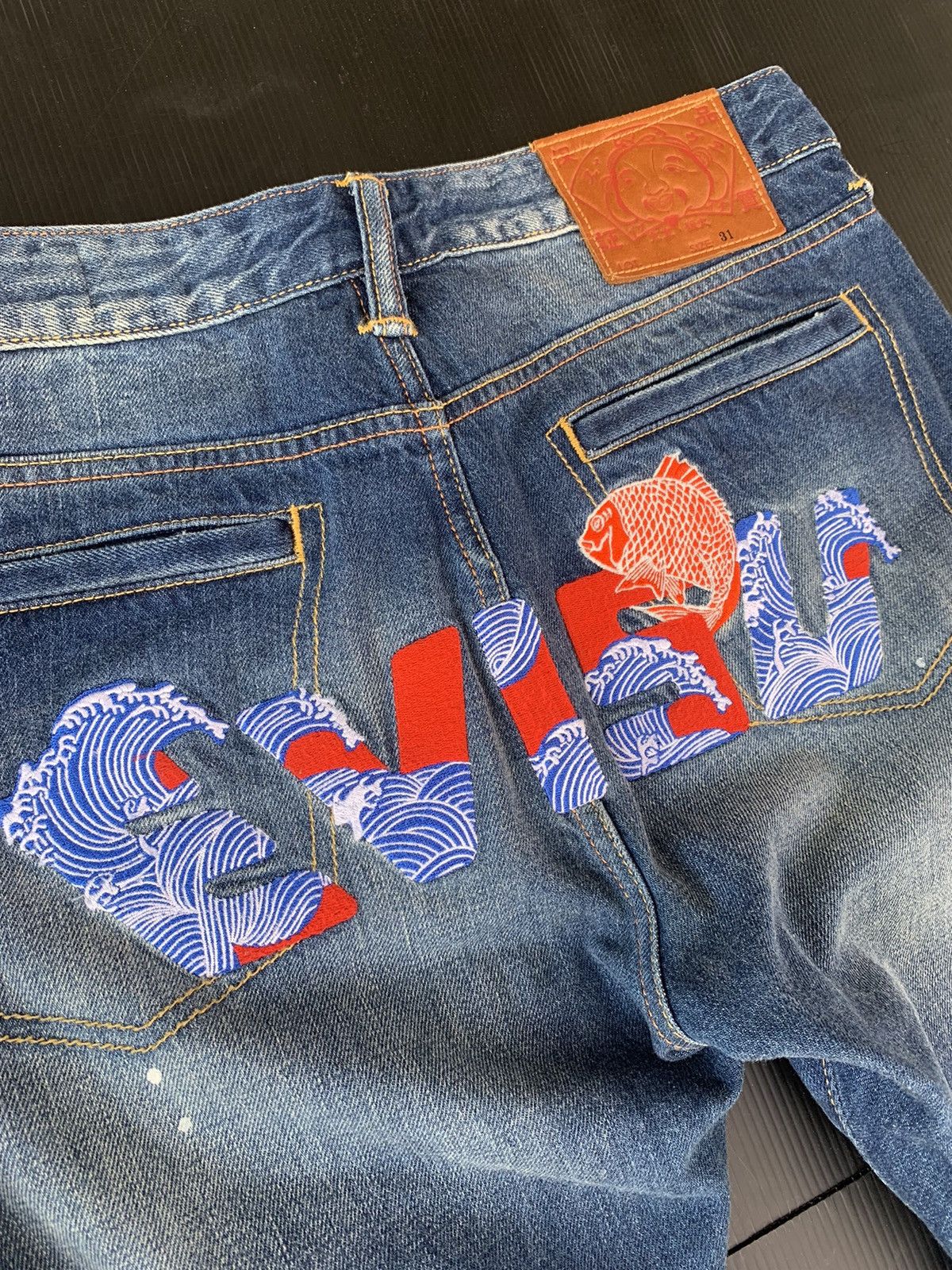 Evisu Evisu distressed Patched Painter Embroided Fish Logo Denim Size US 31 - 1 Thumbnail