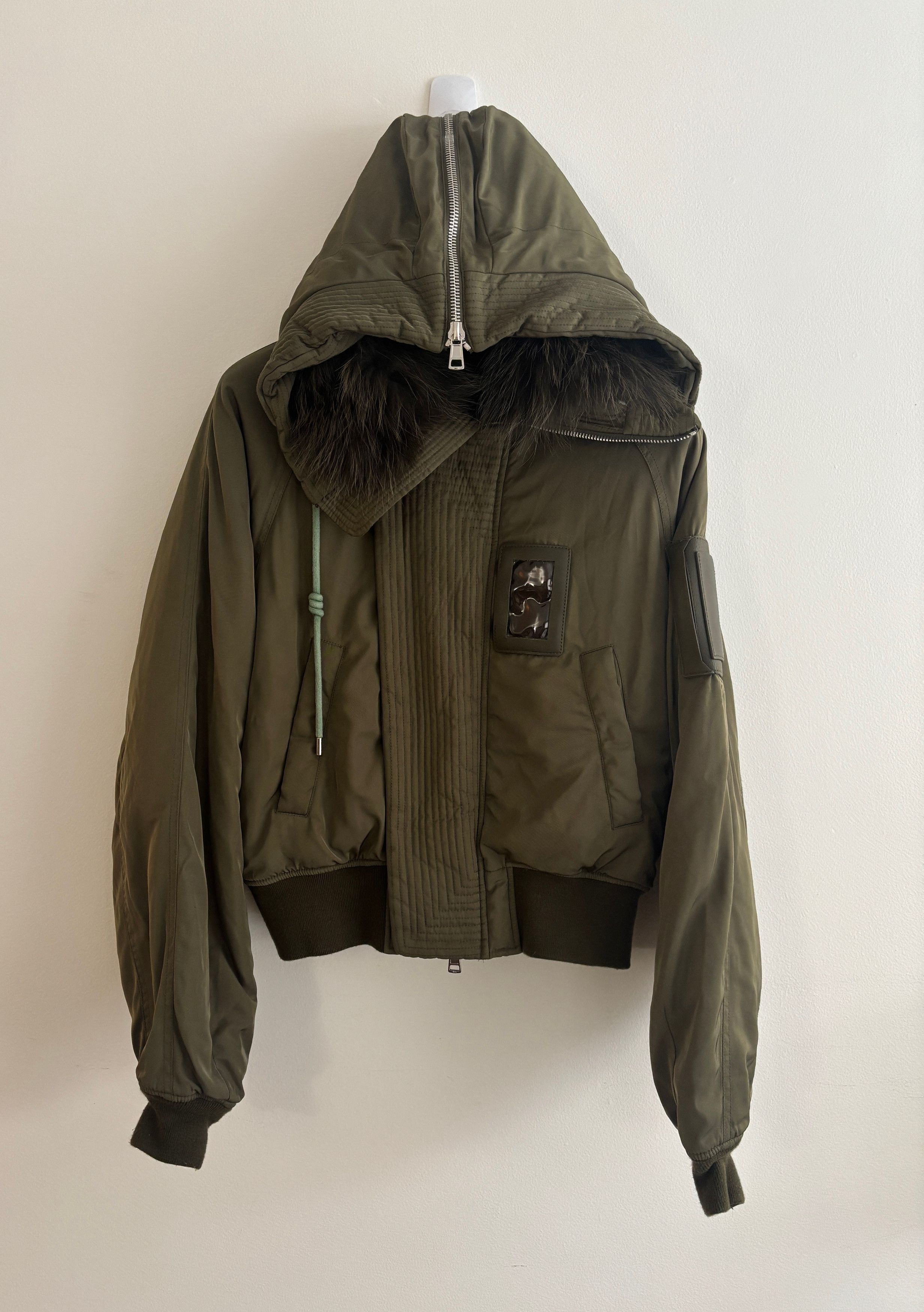 Juun.J $2925 Olive N2-B Flight Bomber Jacket Fur Hood - M-L Size US S / EU 44-46 / 1 - 8 Thumbnail