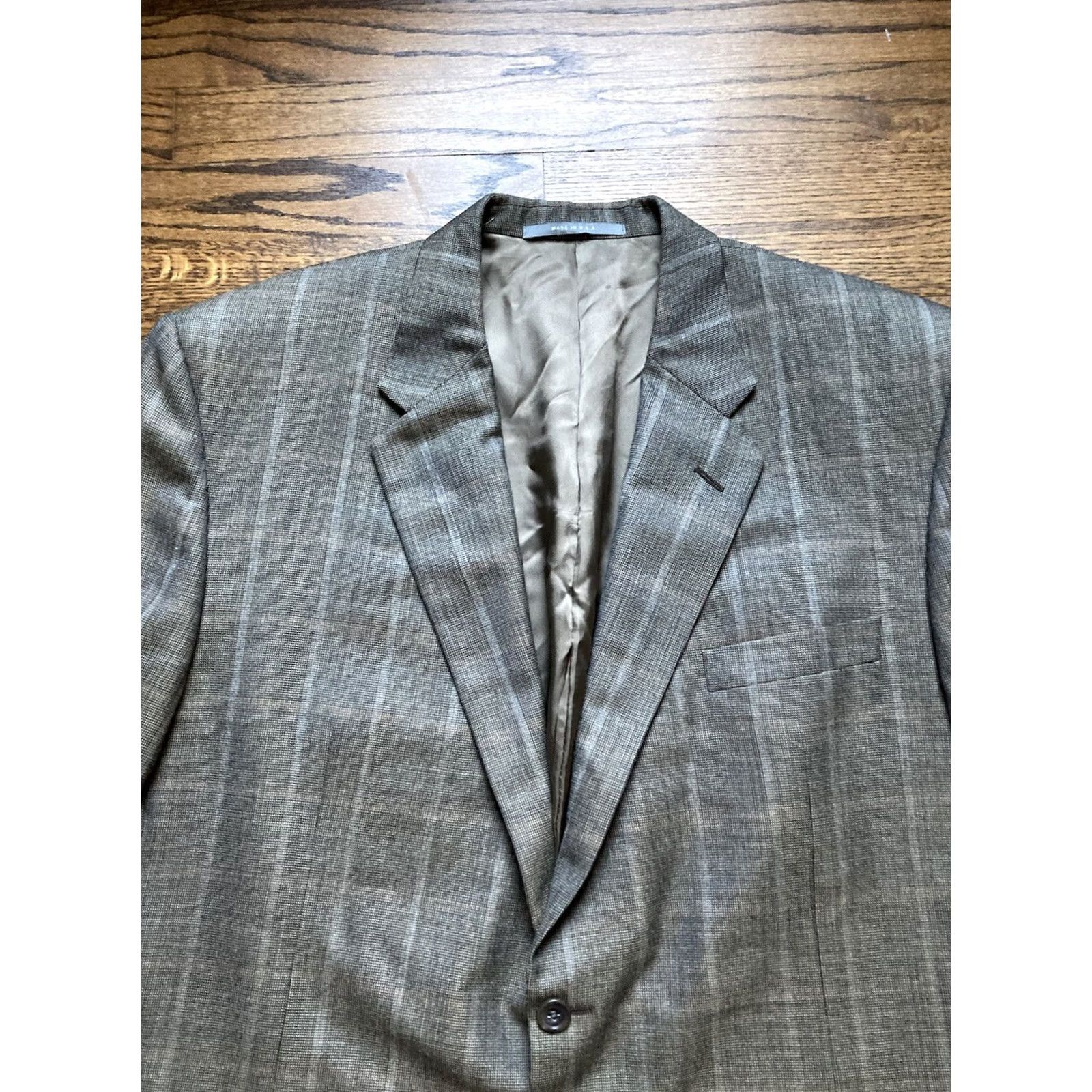 Vintage Hickey Freeman Mens Sport Coat Size 48R Plaid Check 2 Button Jacket Blazer Boys Mens Size 48R - 4 Thumbnail