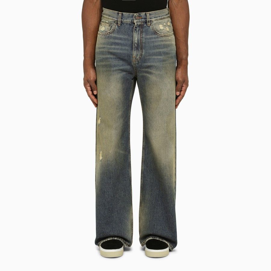 image of Palm Angels O1D2Blof0524 Denim Jeans In Blue & Brown in Blue/Brown, Men's (Size 31)