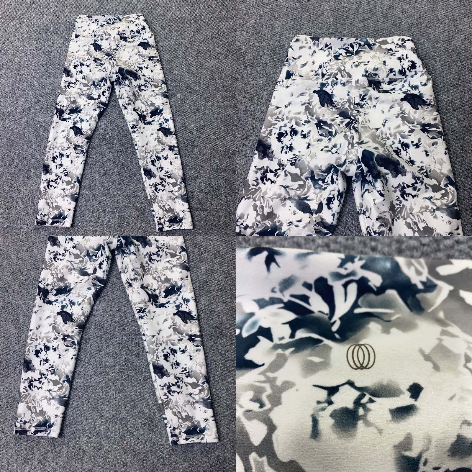 Vintage The Balance Collection Leggings XS Gray Cropped Hi-Rise Floral Pattern Womens Regular Stretch Sports Activewear Size 26" / US 2 / IT 38 - 8 Thumbnail